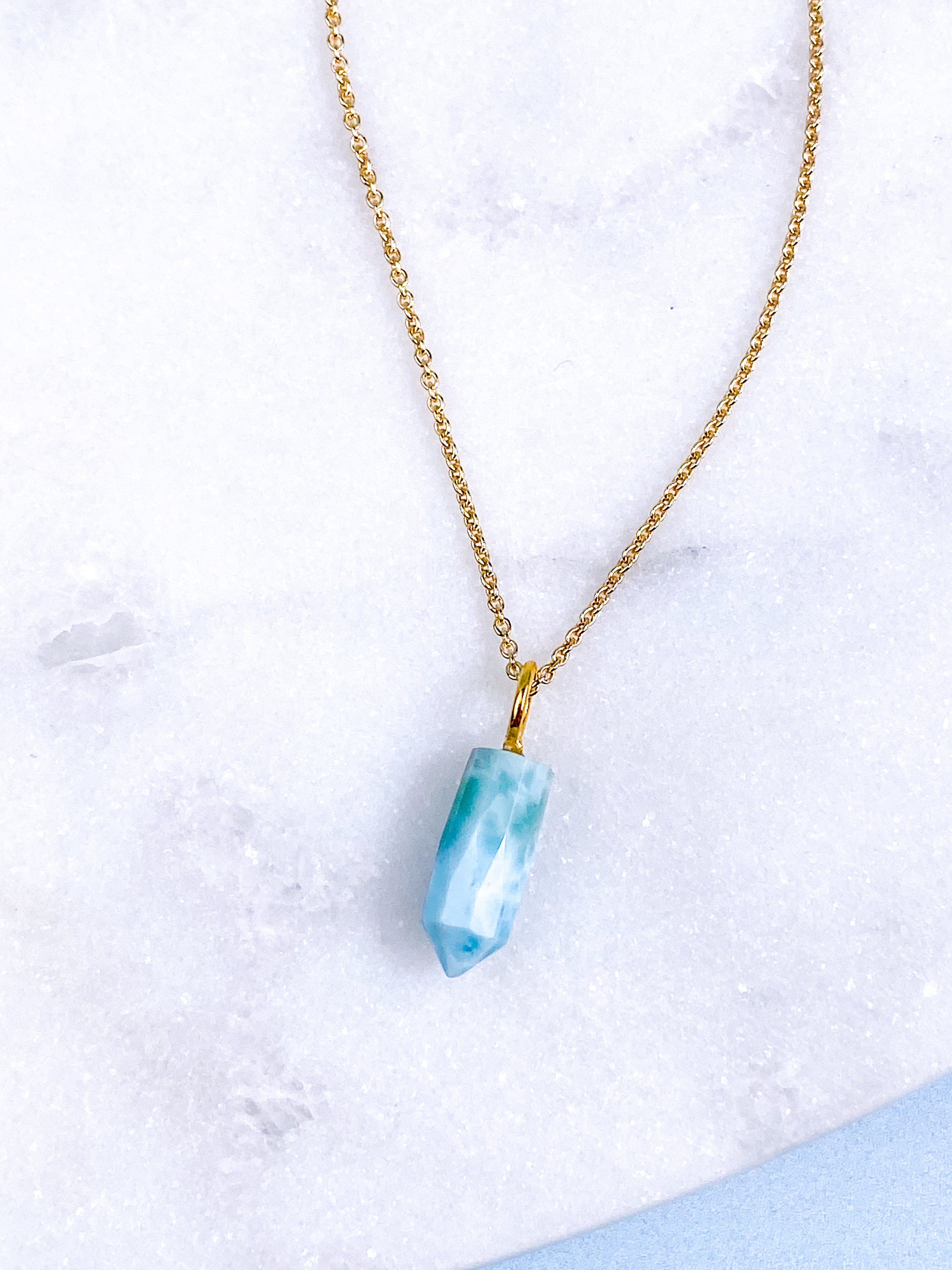 Larimar Spids Halskæde