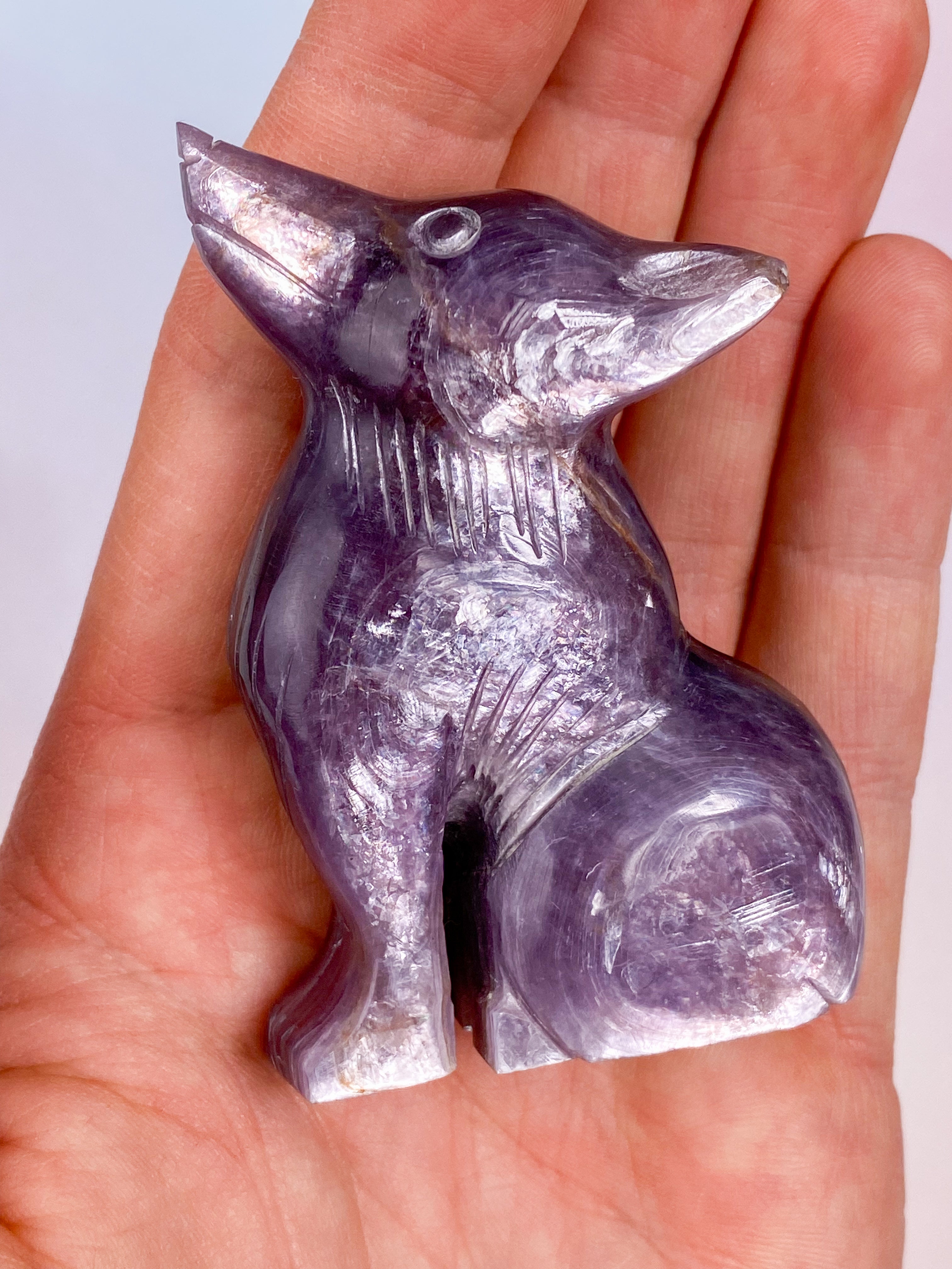 Gem Lepidolite Wolf (No. 4)