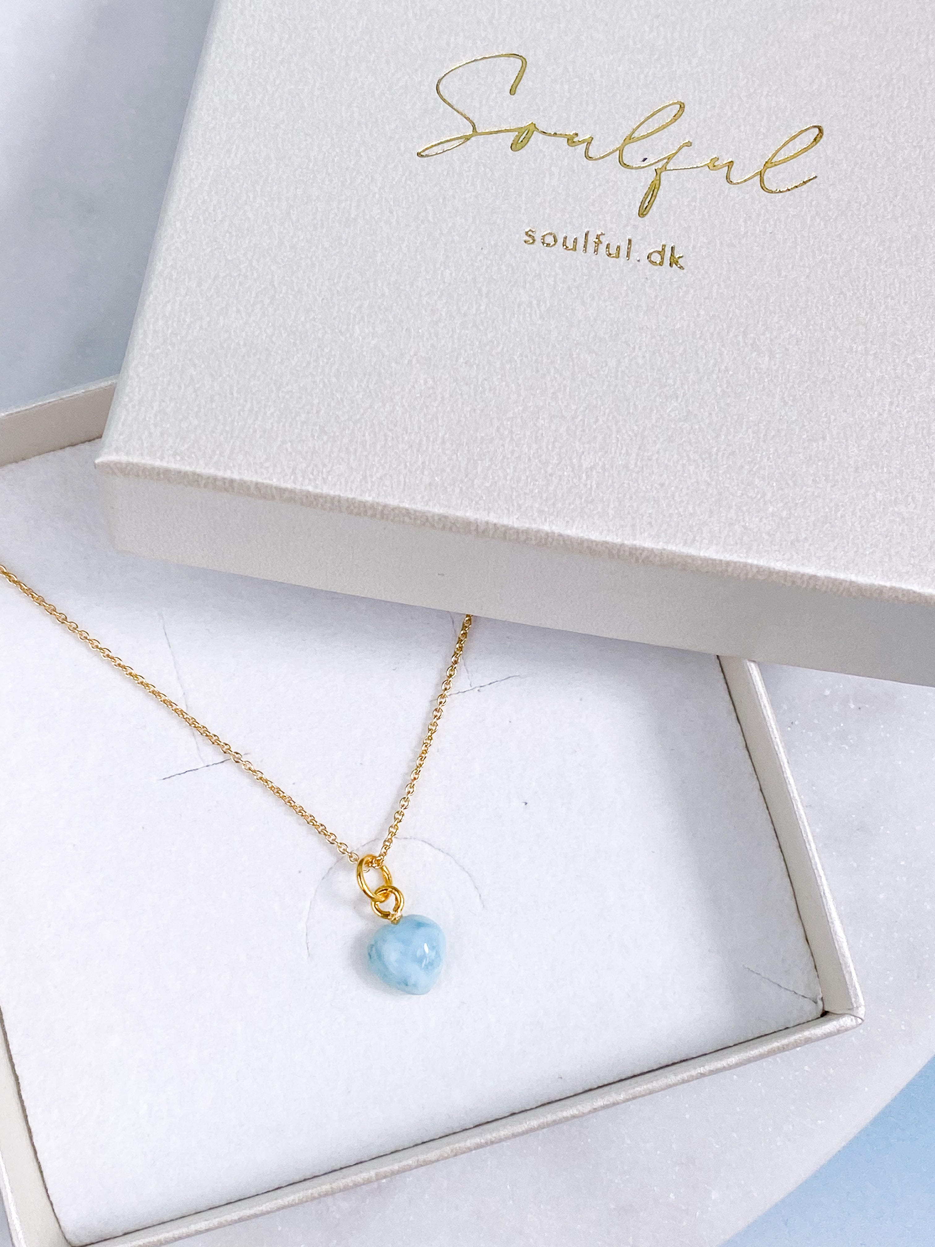 Larimar - Petit Hjerte - Guldbelagt