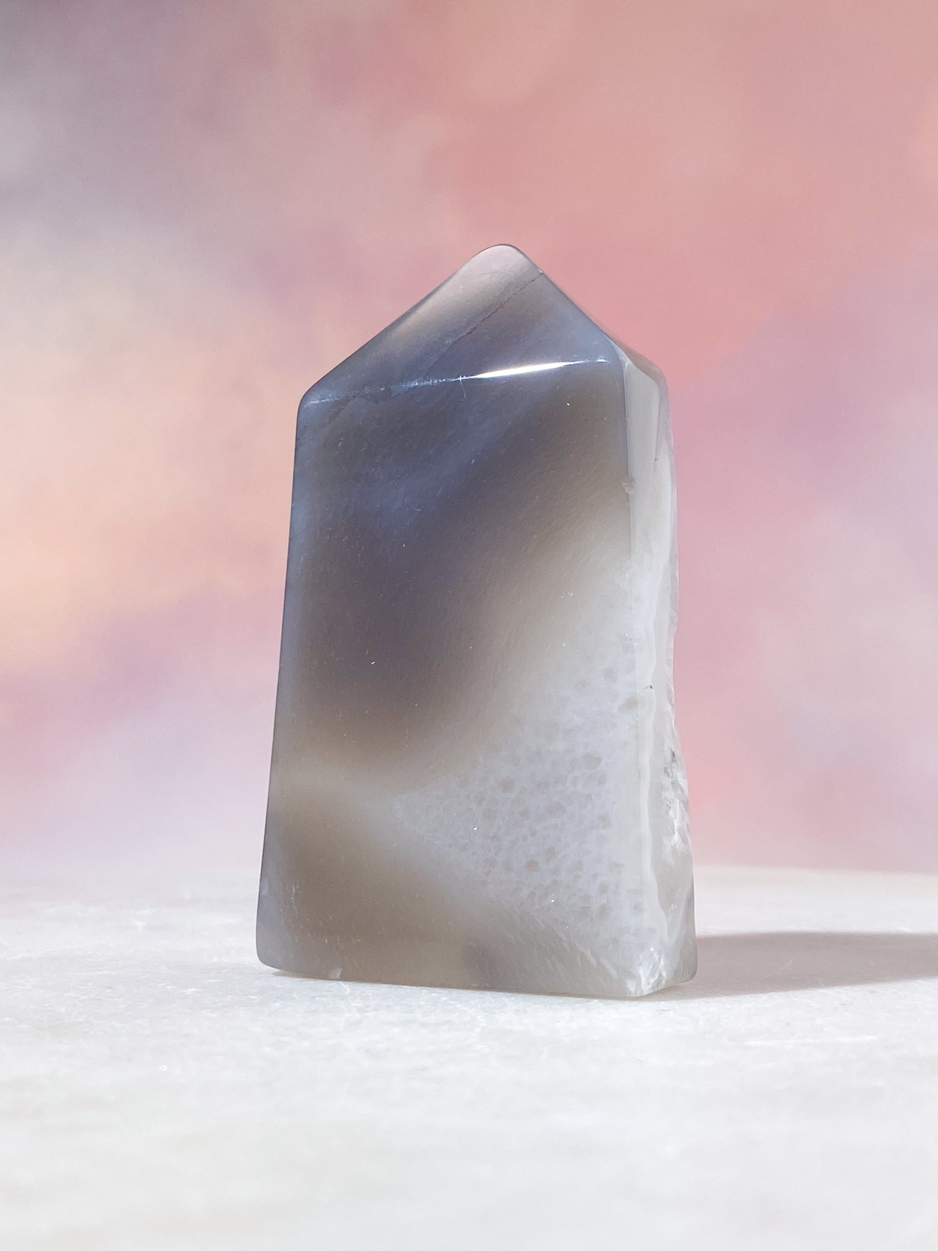 Druzy Agat Poleret Tårn (Nr. 14)