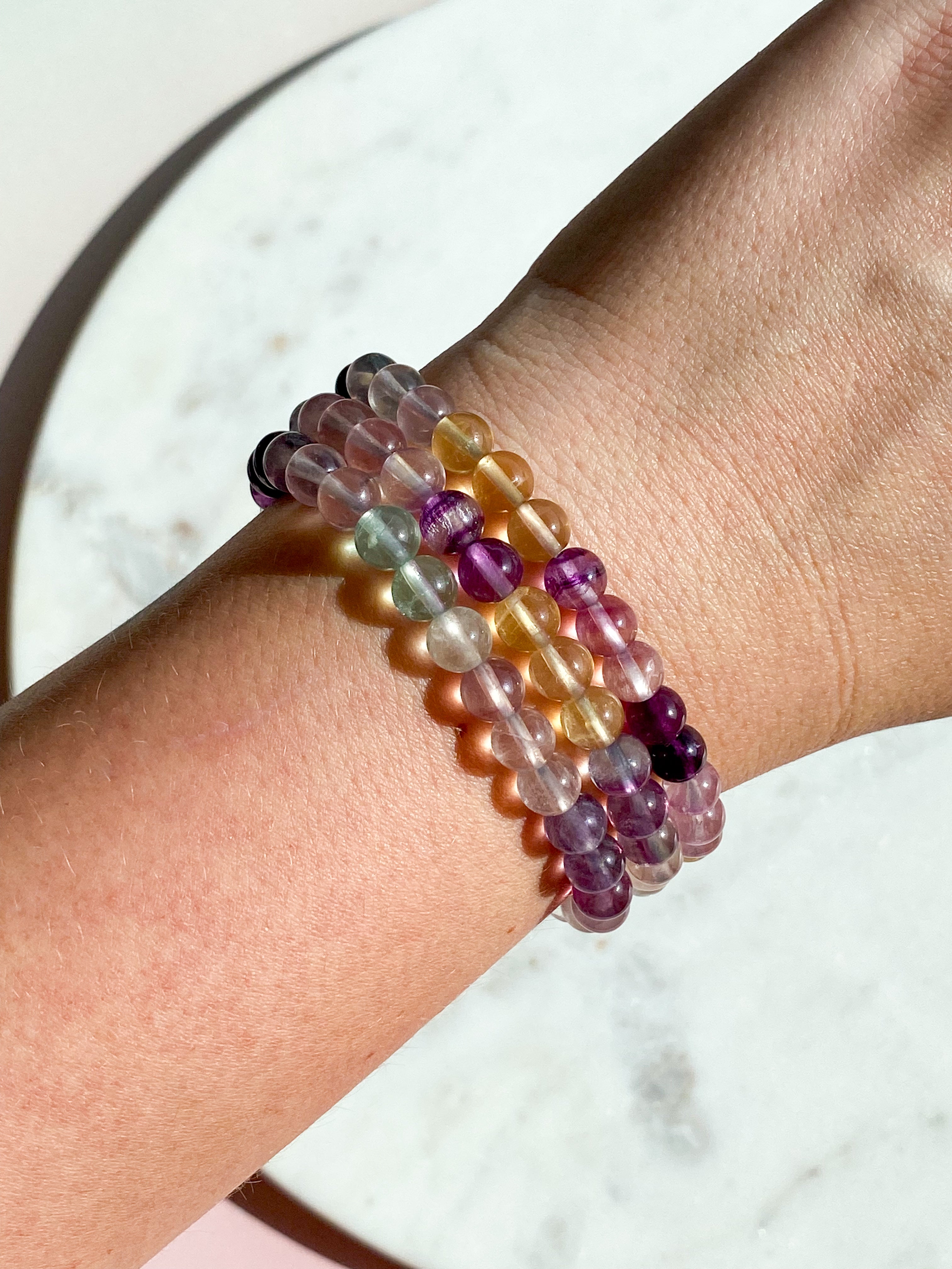 Candy Regnbue Fluorit Armbånd
