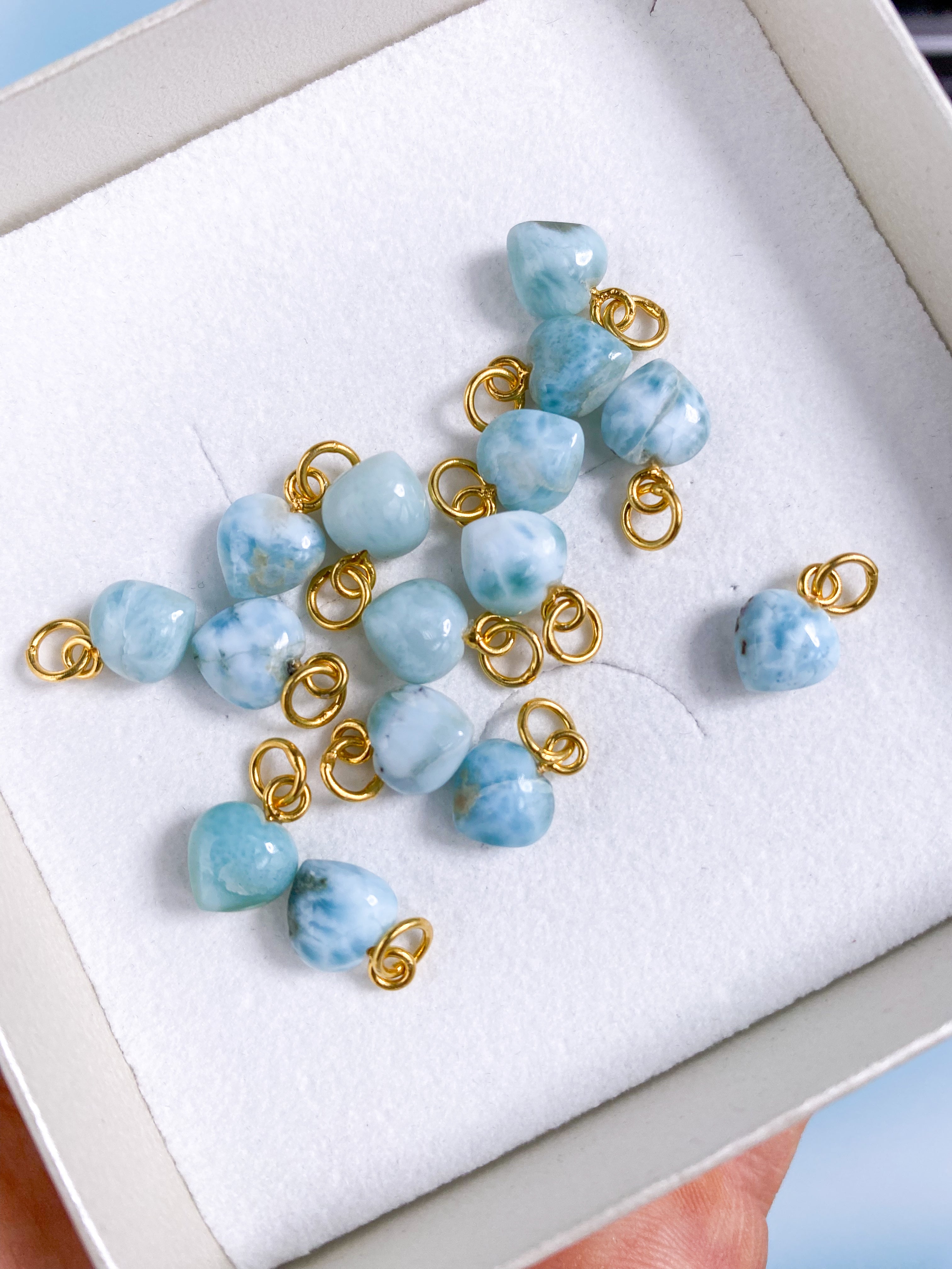 Larimar - Petit Hjerte - Guldbelagt