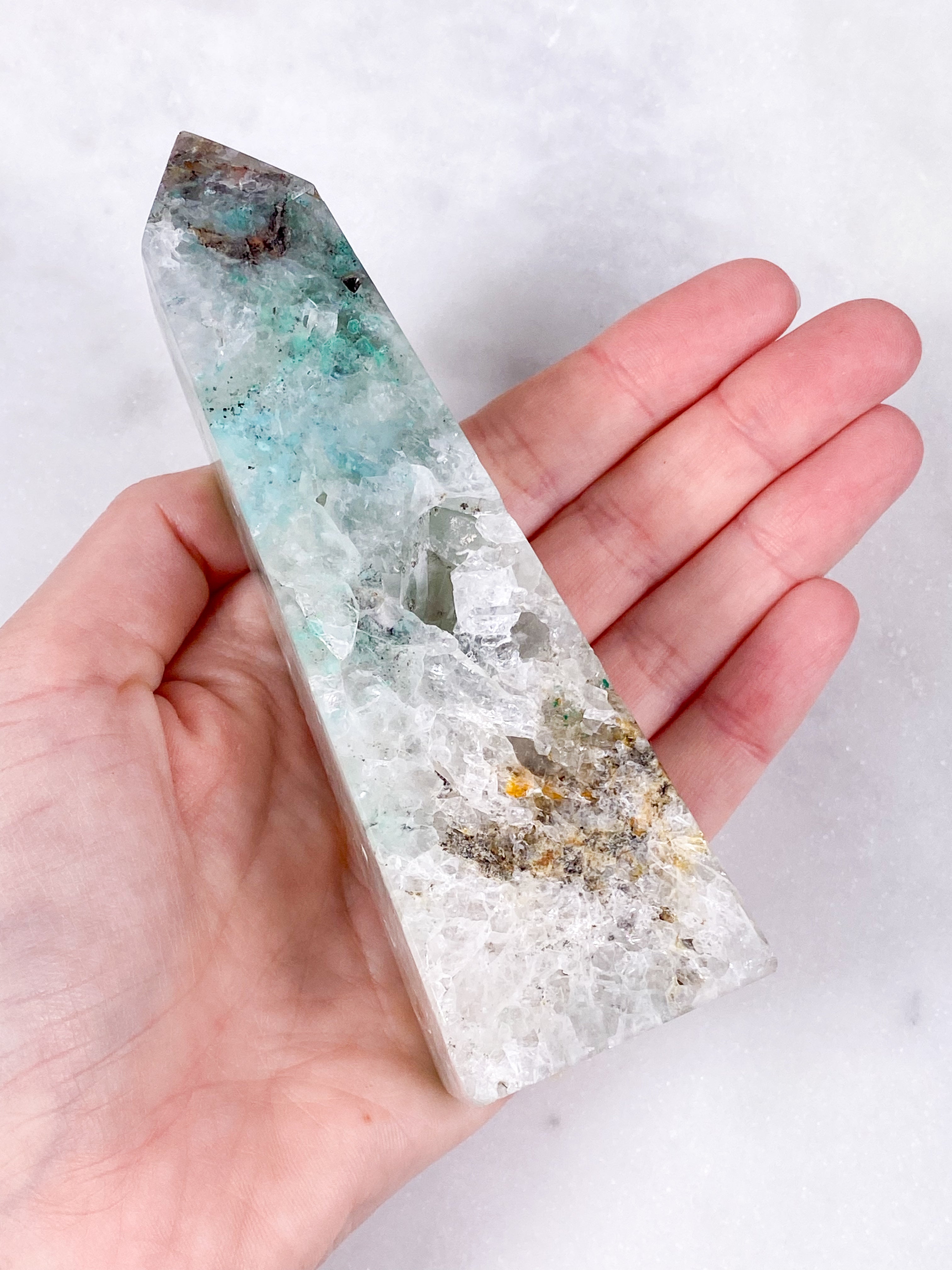 Chrysocolla Kvarts Tårn (Nr. 7)