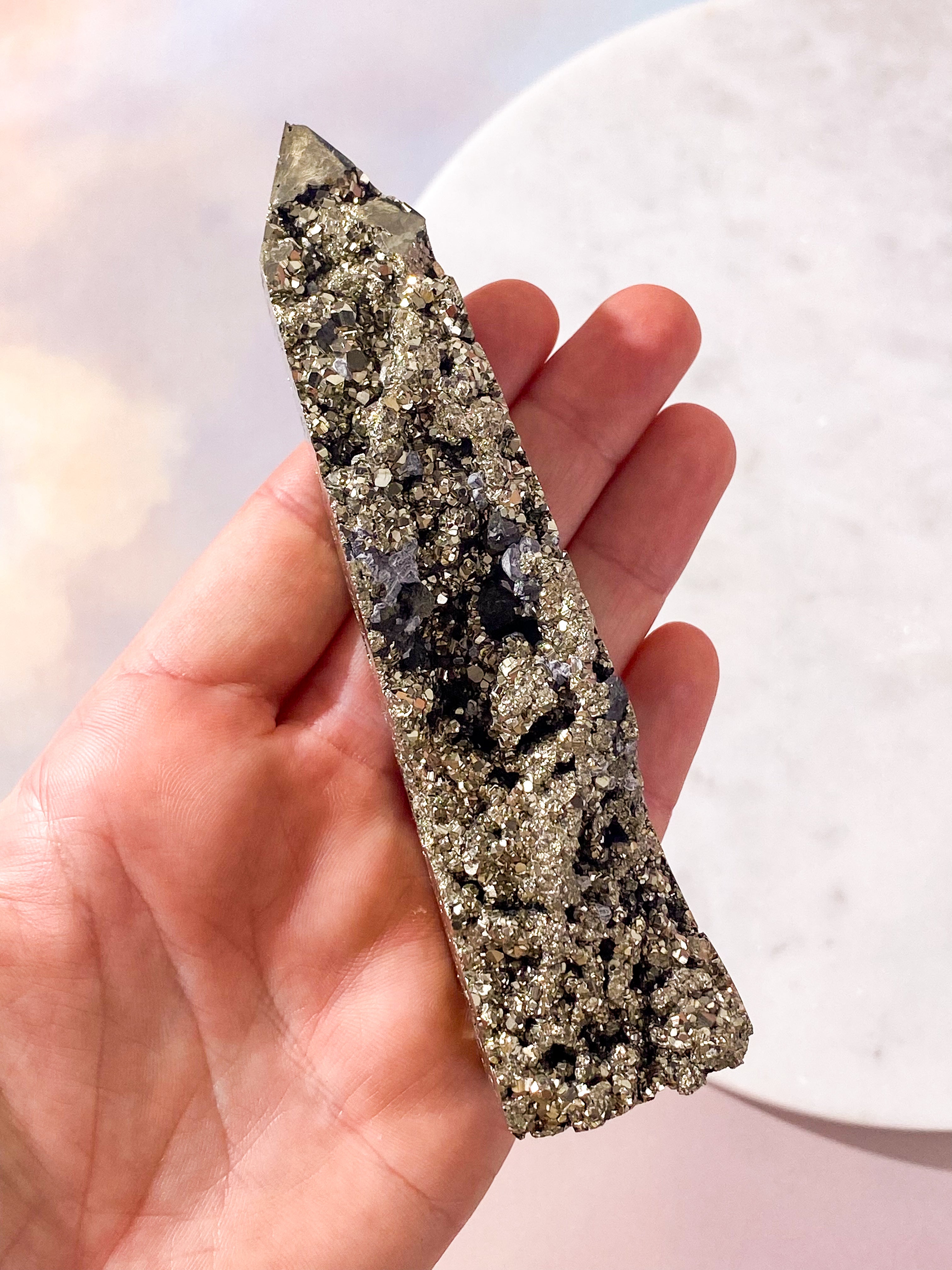 Druzy Pyrit Tårn (Nr. 7)