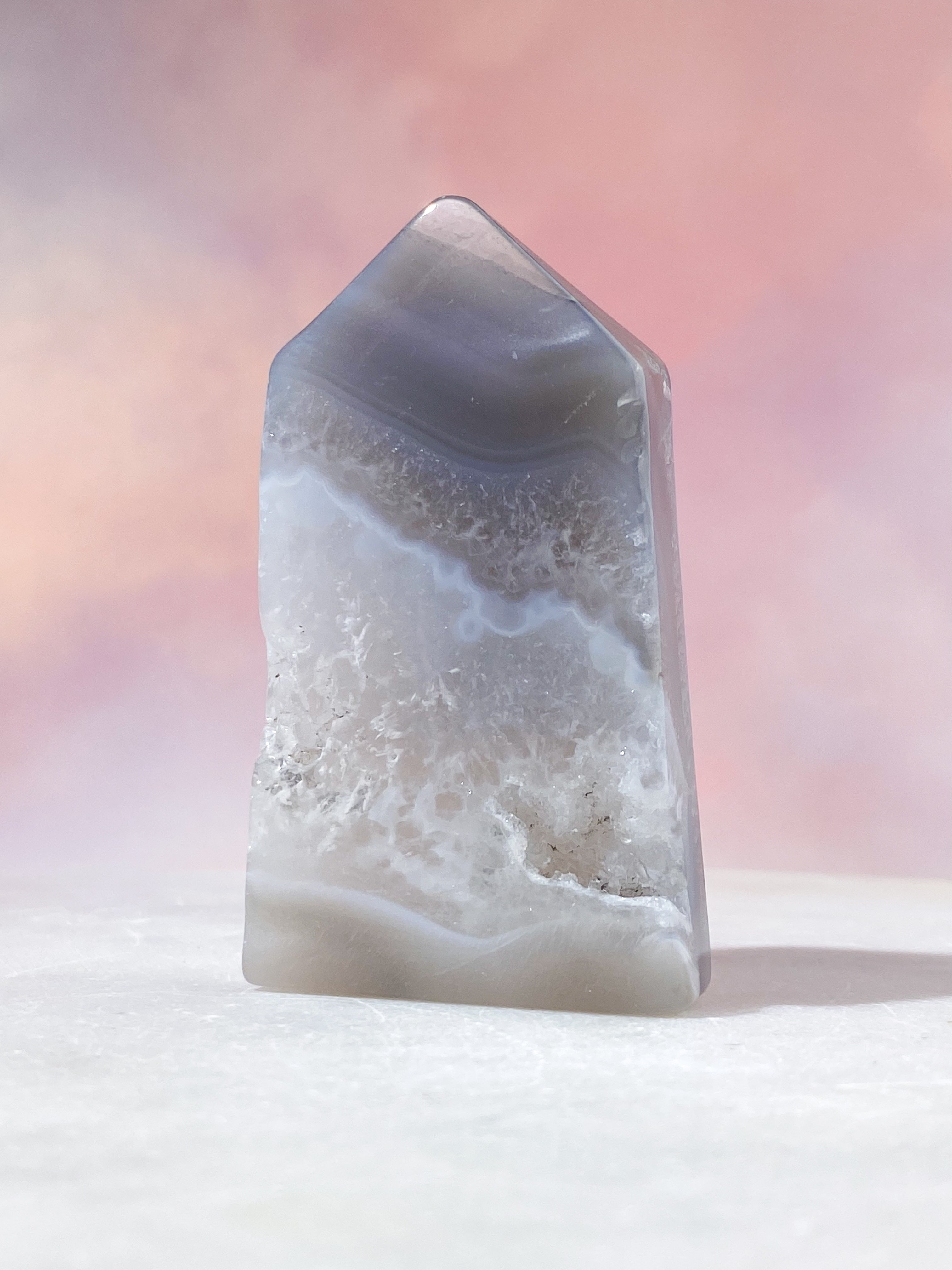 Druzy Agat Poleret Tårn (Nr. 14)