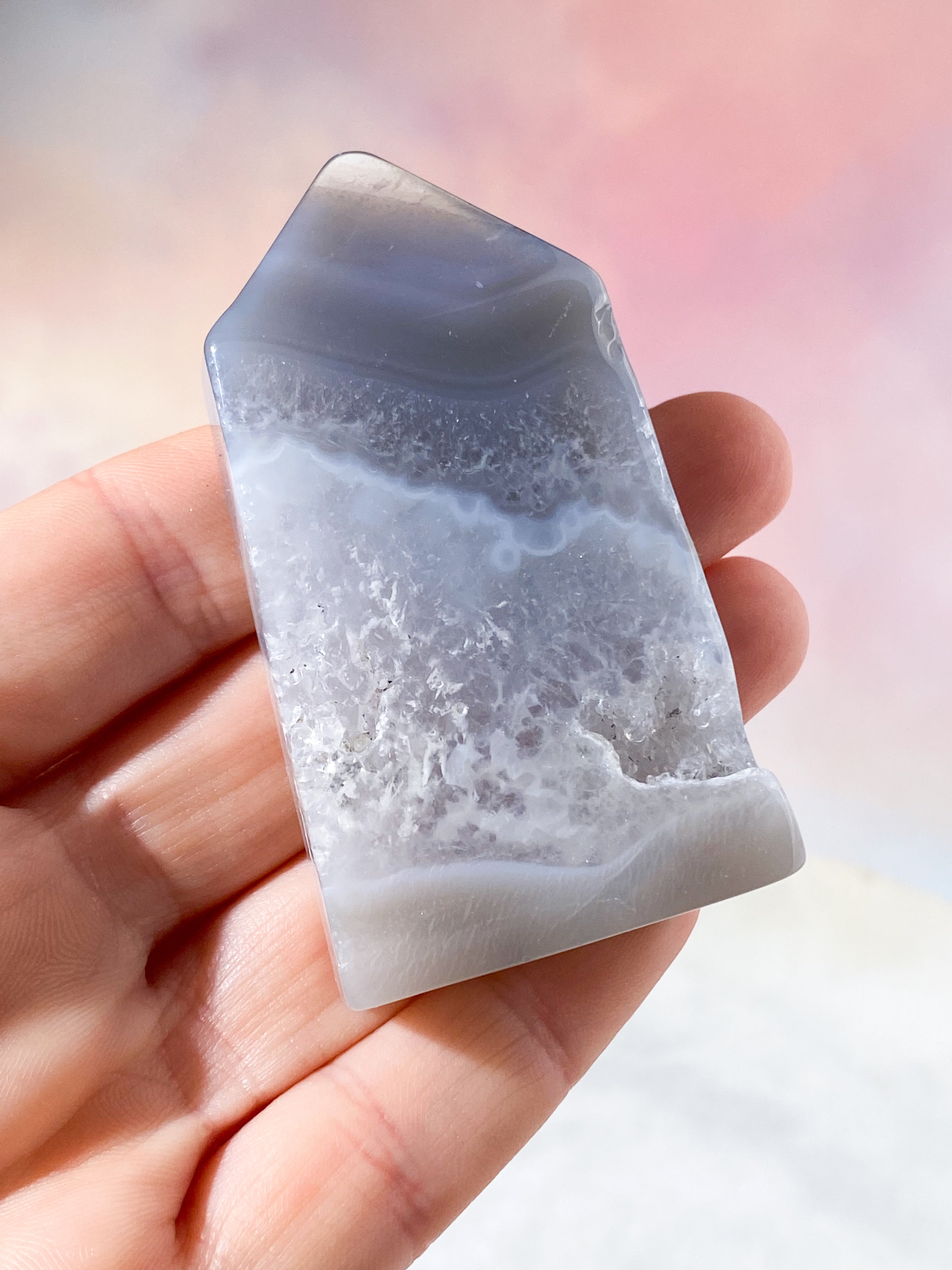 Druzy Agat Poleret Tårn (Nr. 14)
