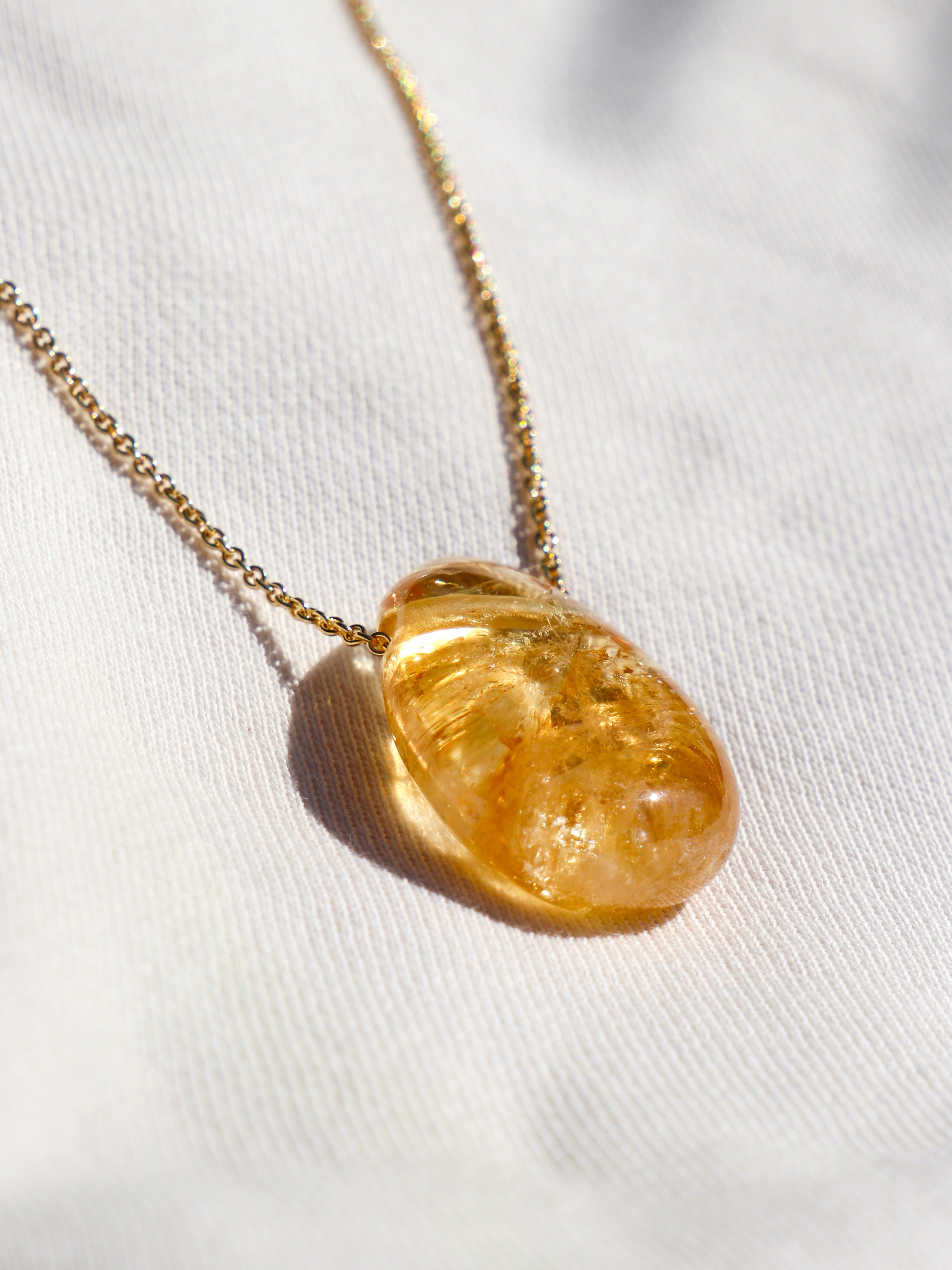 Brændt Citrin Drop Halskæde