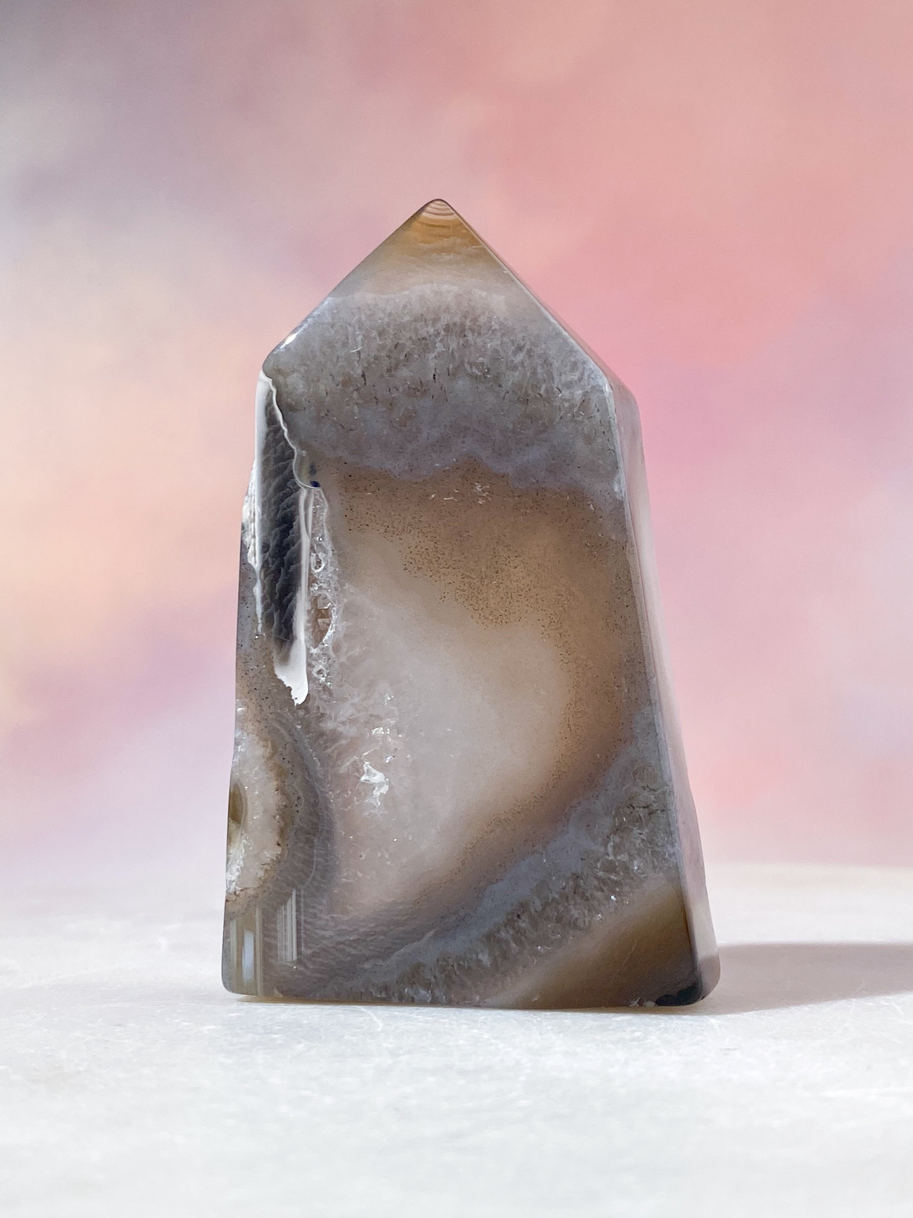 Druzy Agat Poleret Tårn (Nr. 19)