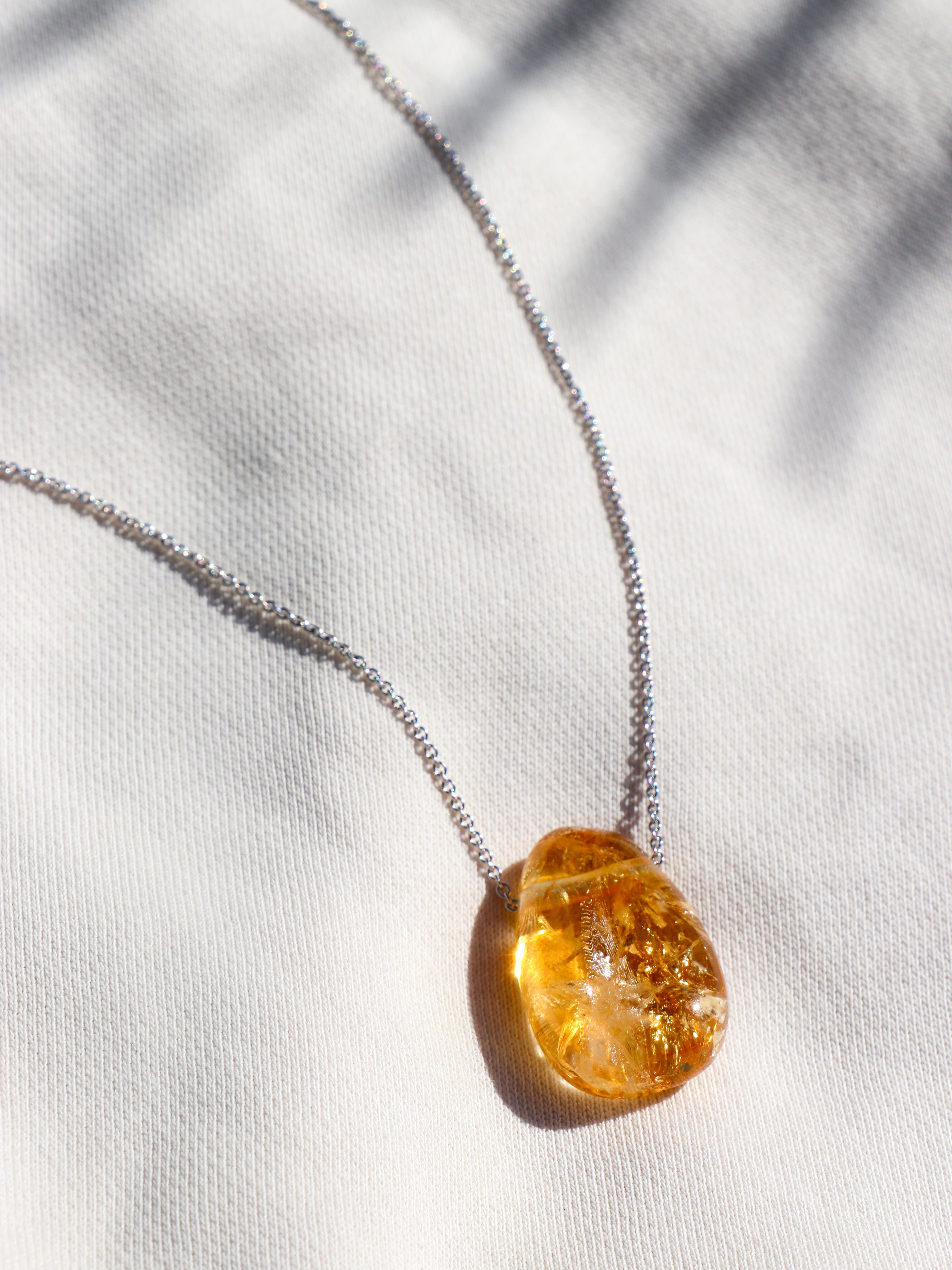 Brændt Citrin Drop Halskæde