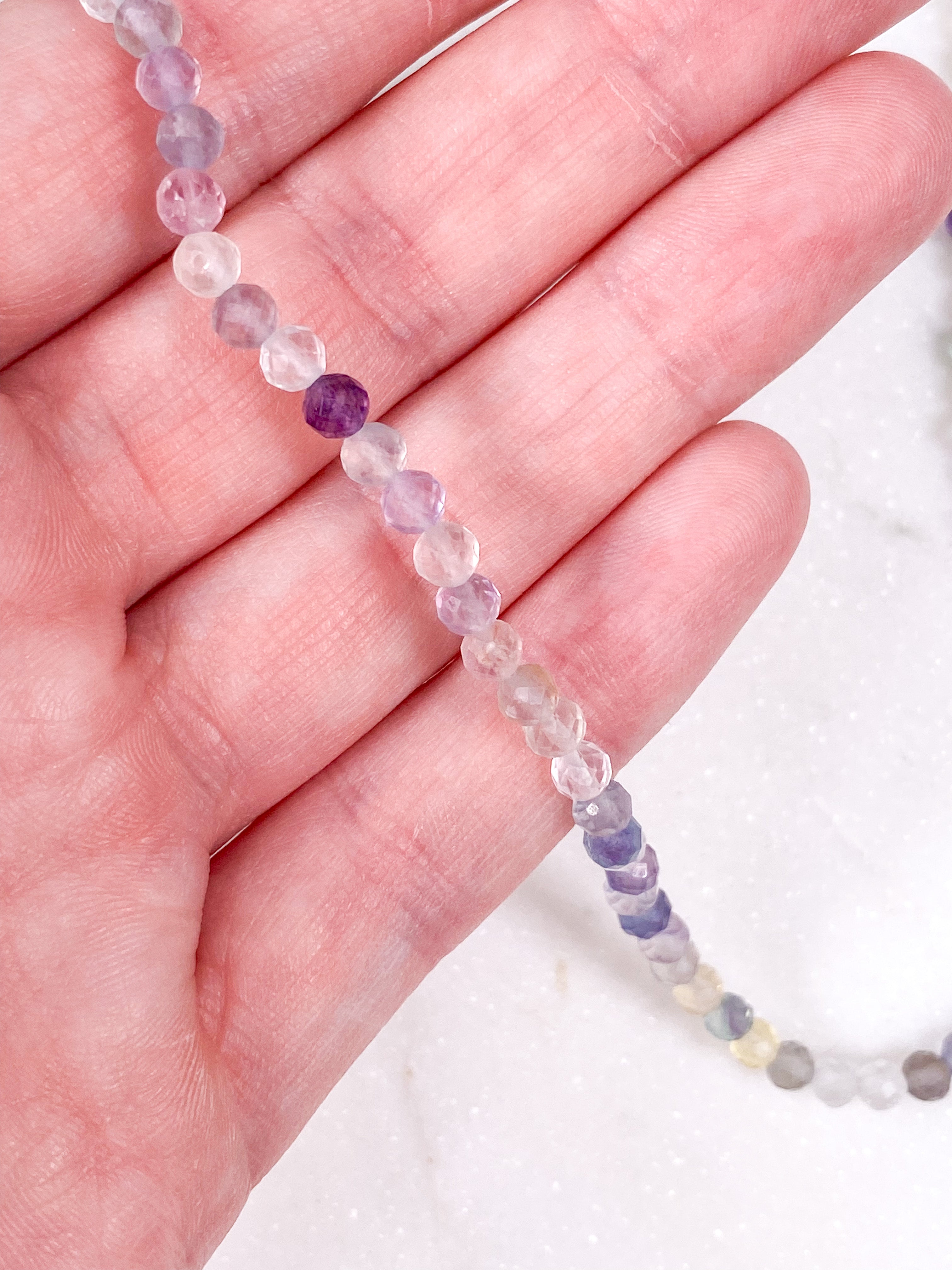 Regnbue Fluorit Facet Halskæde