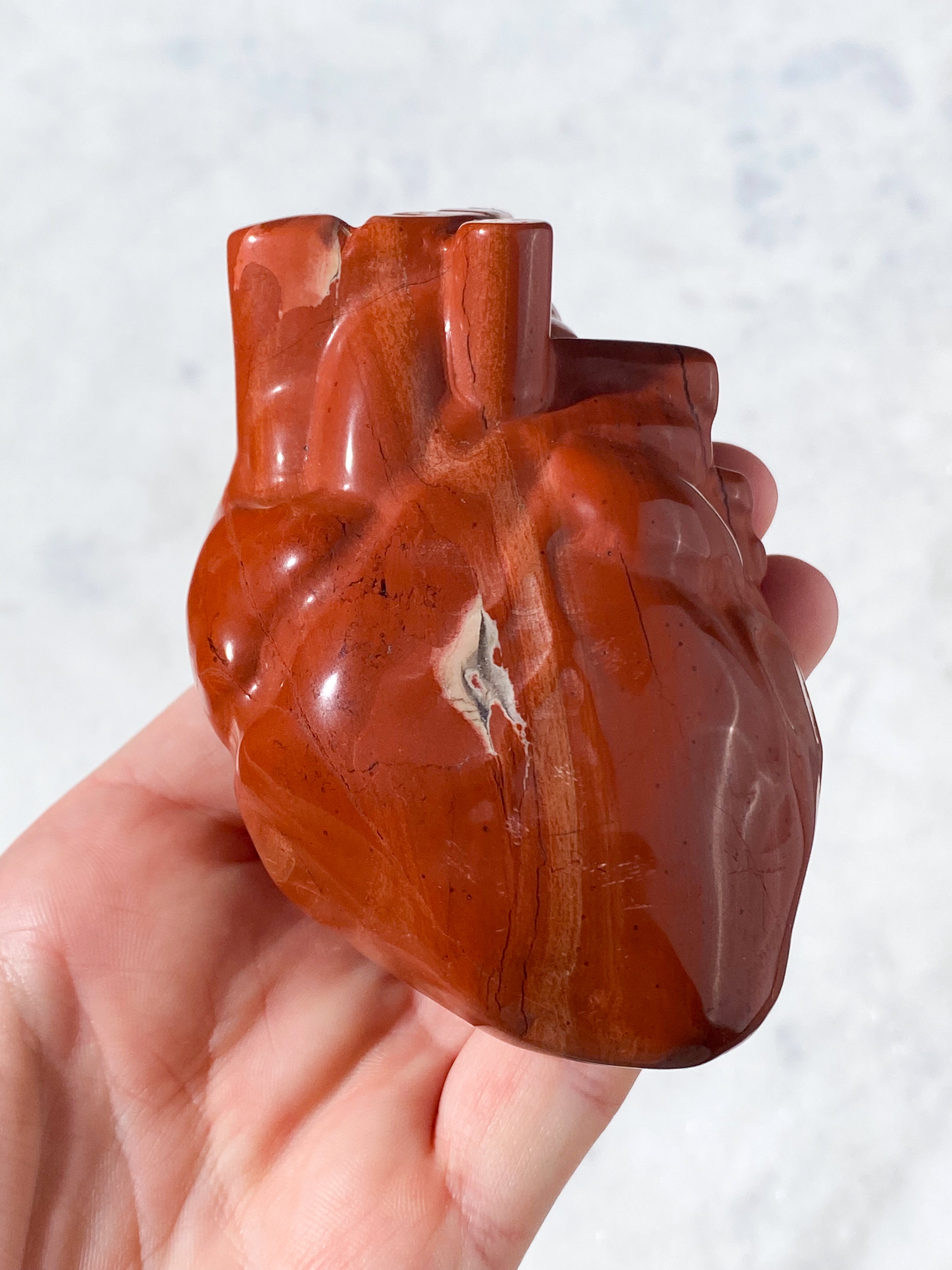 Rød Jaspis Anatomisk Hjerte (Nr. 1)