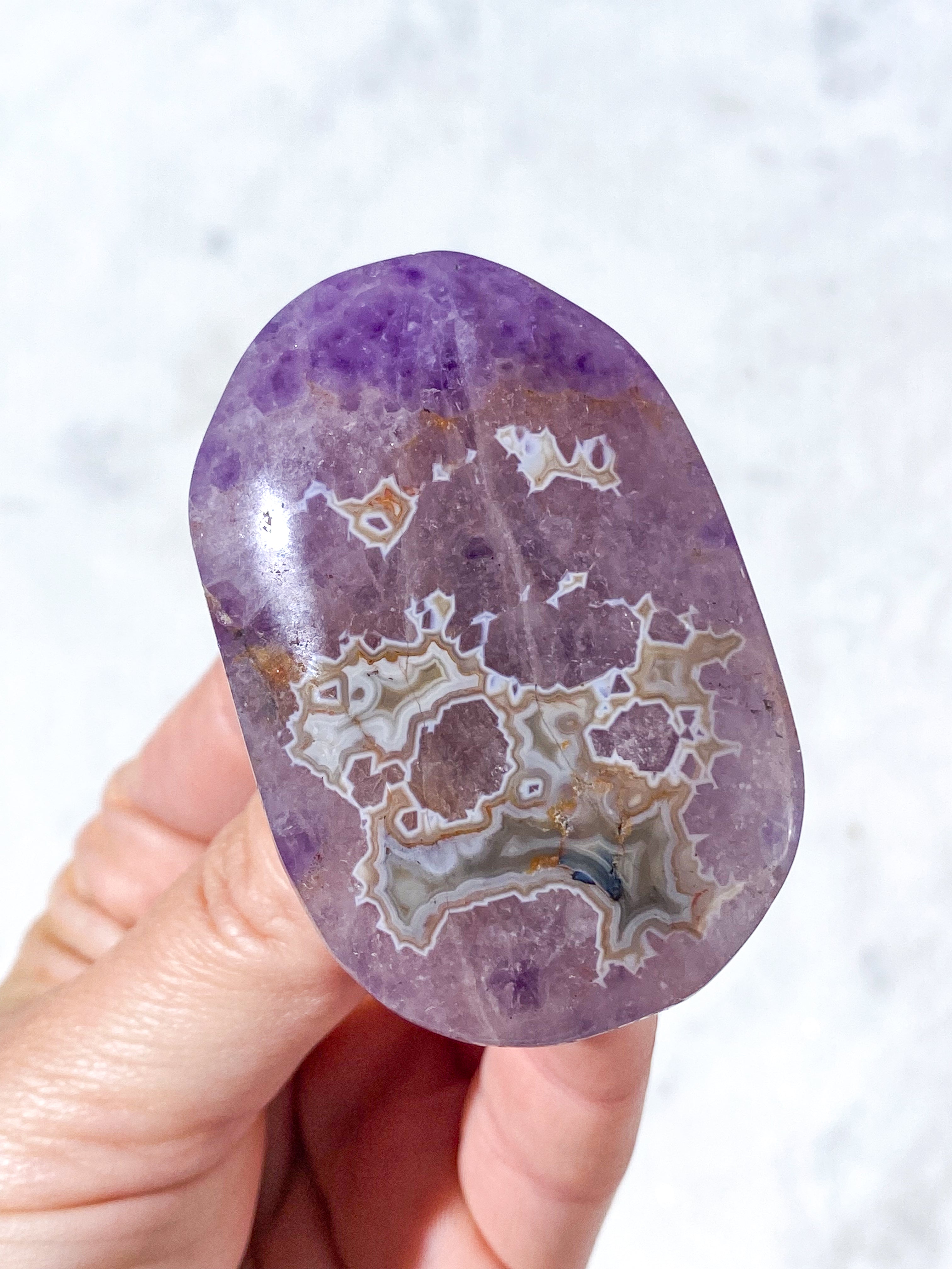 Mexico Agat & Ametyst Palmstone (Nr. 1)