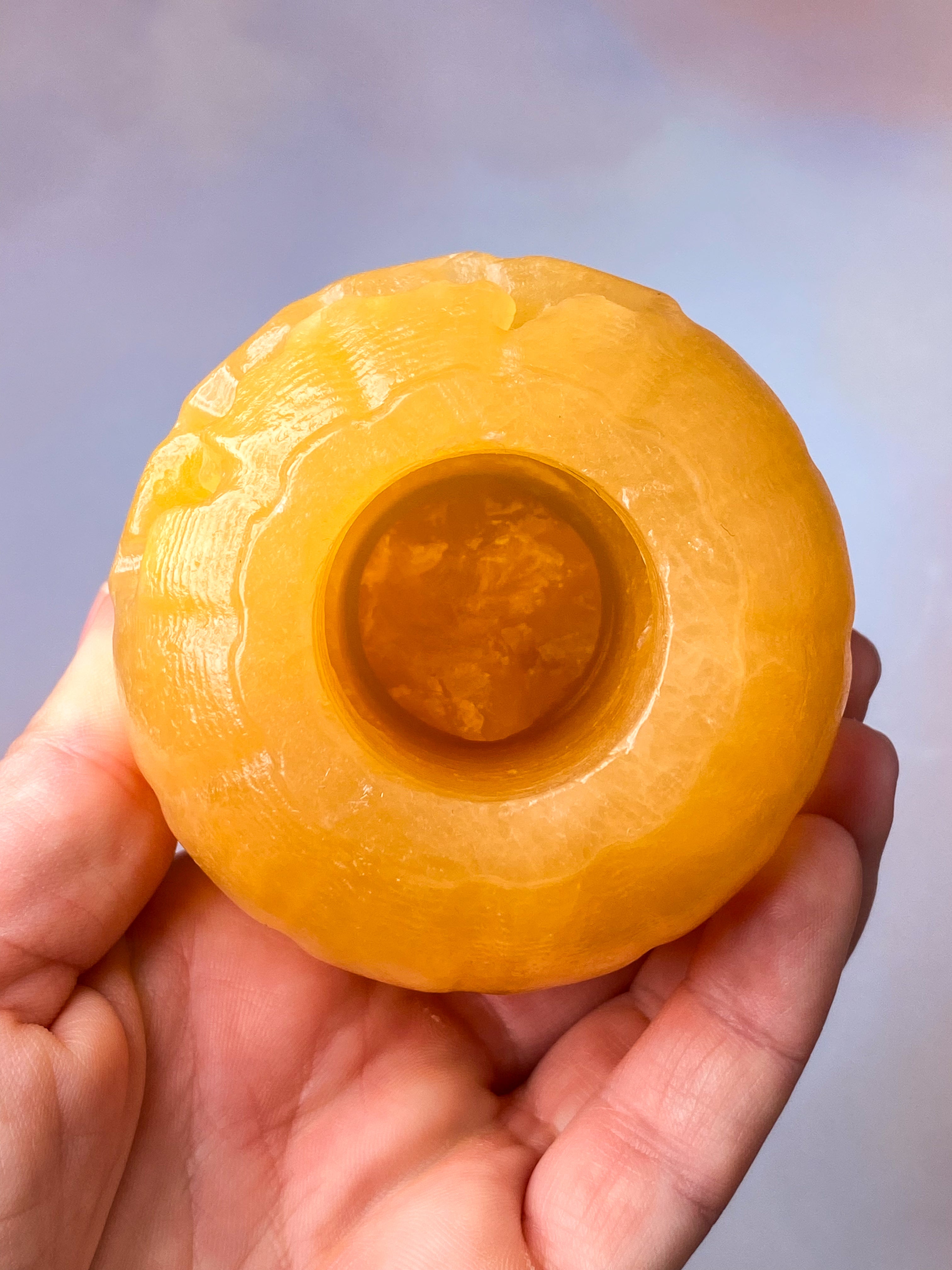 Orange Calcit Græskar m. Hat Stor