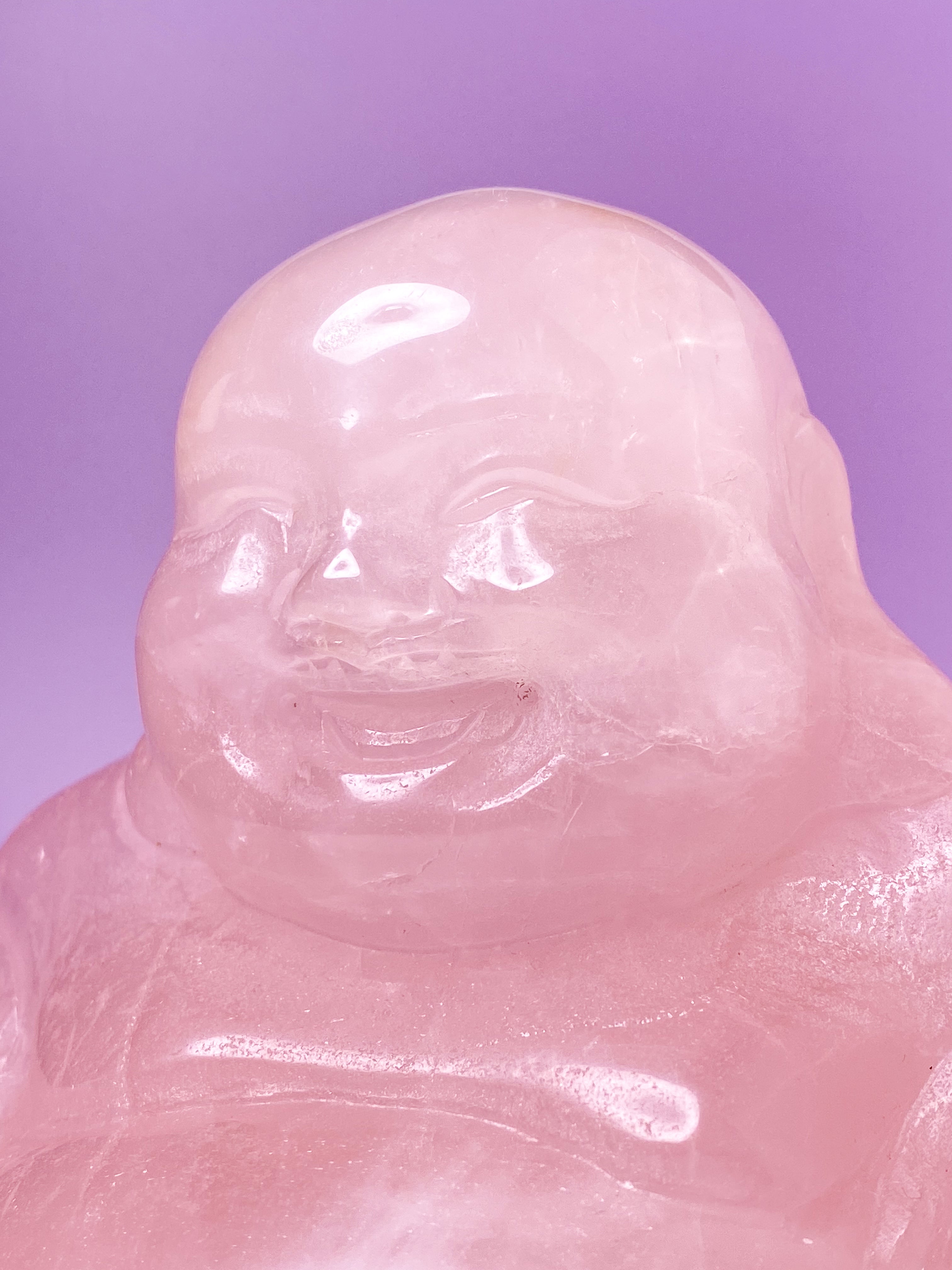 Kæmpe Rosakvarts Buddha (Nr. 1)