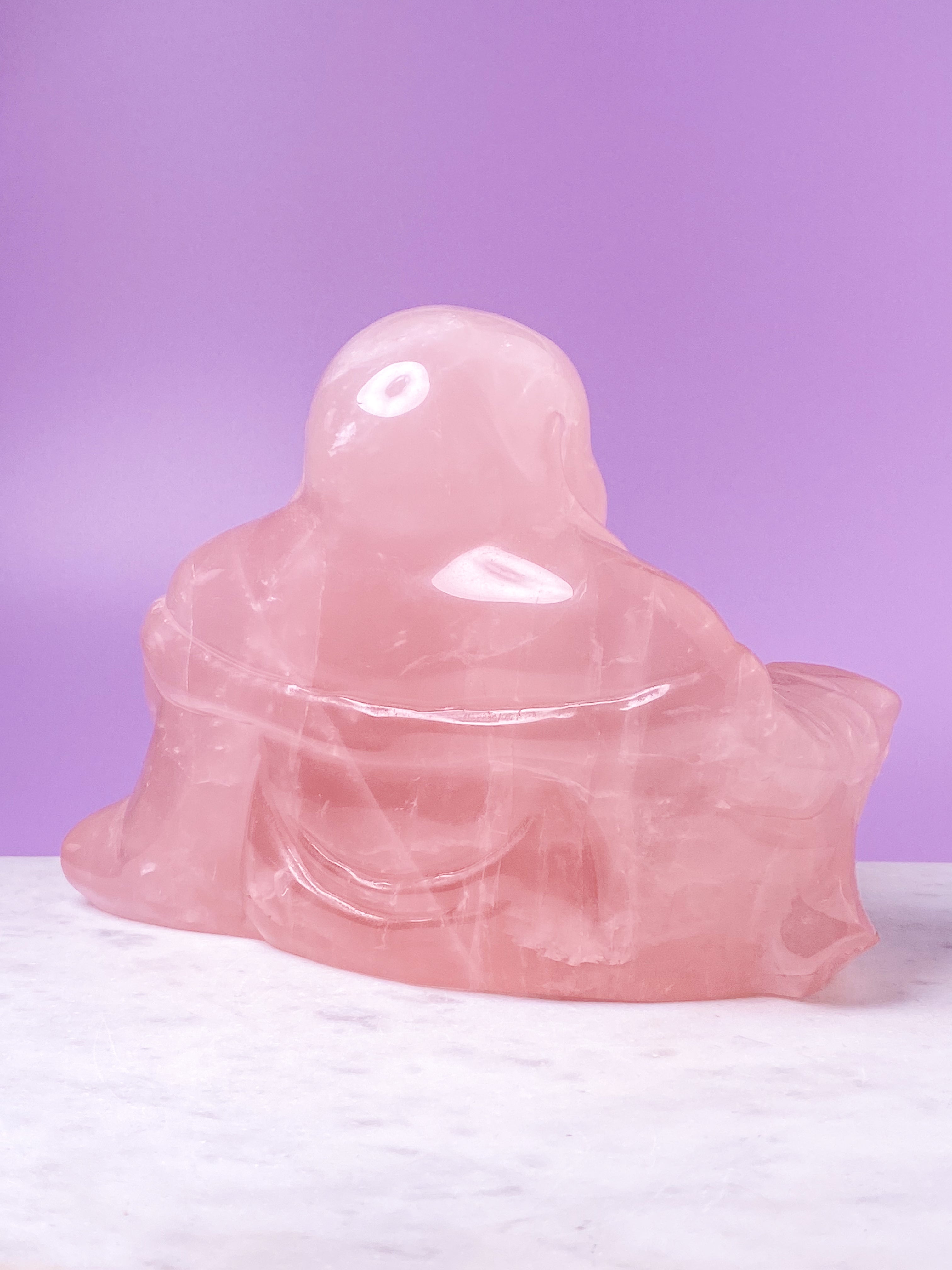 Kæmpe Rosakvarts Buddha (Nr. 1)