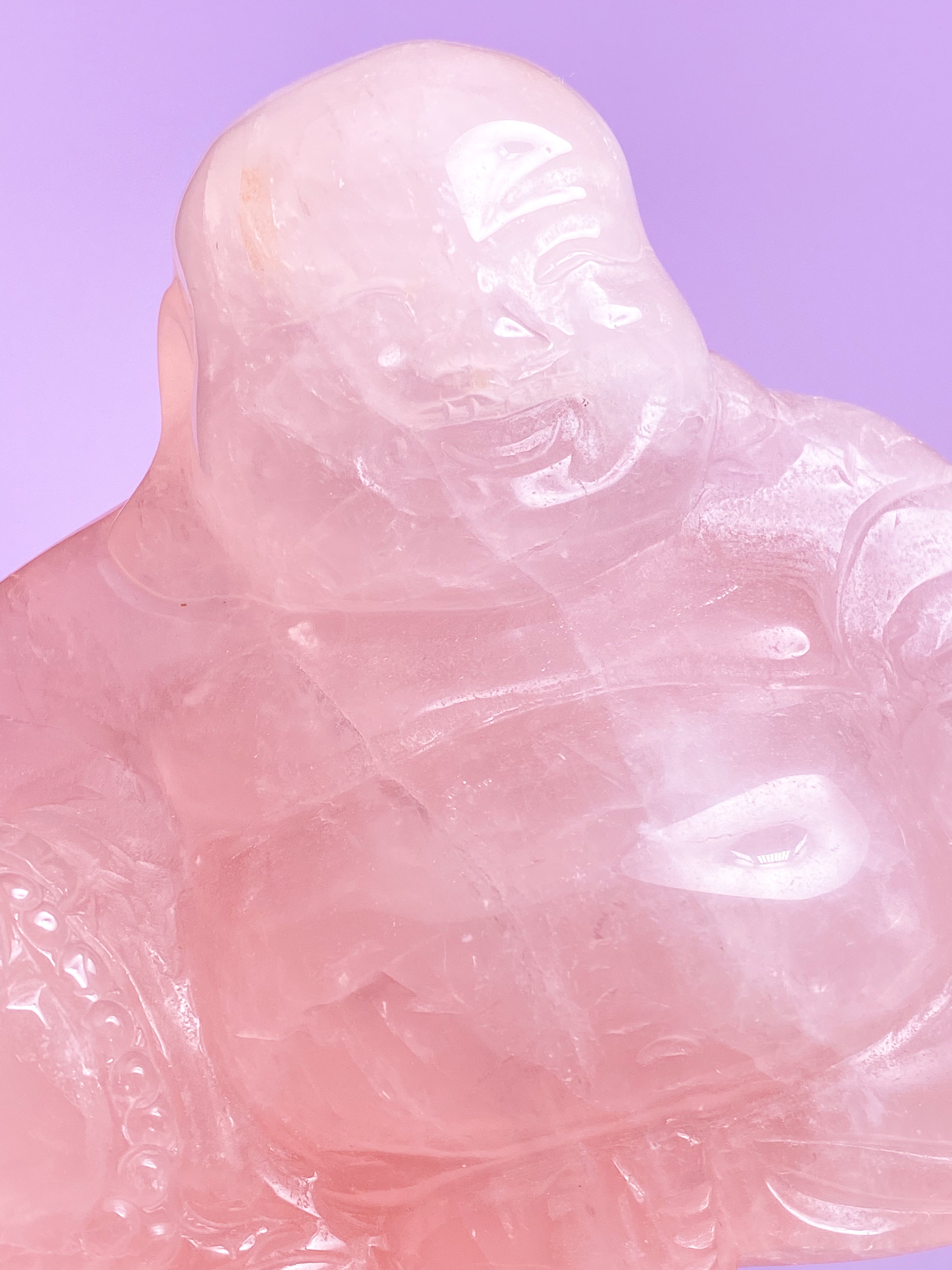 Kæmpe Rosakvarts Buddha (Nr. 1)
