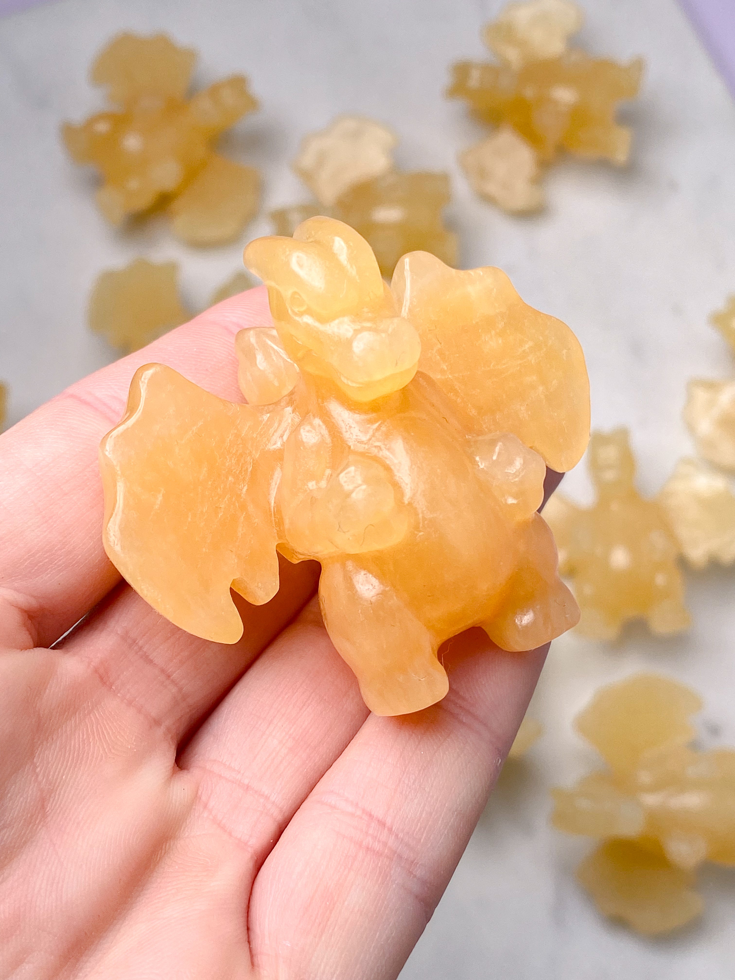 Orange Calcite Pumpkin w. Ribbon