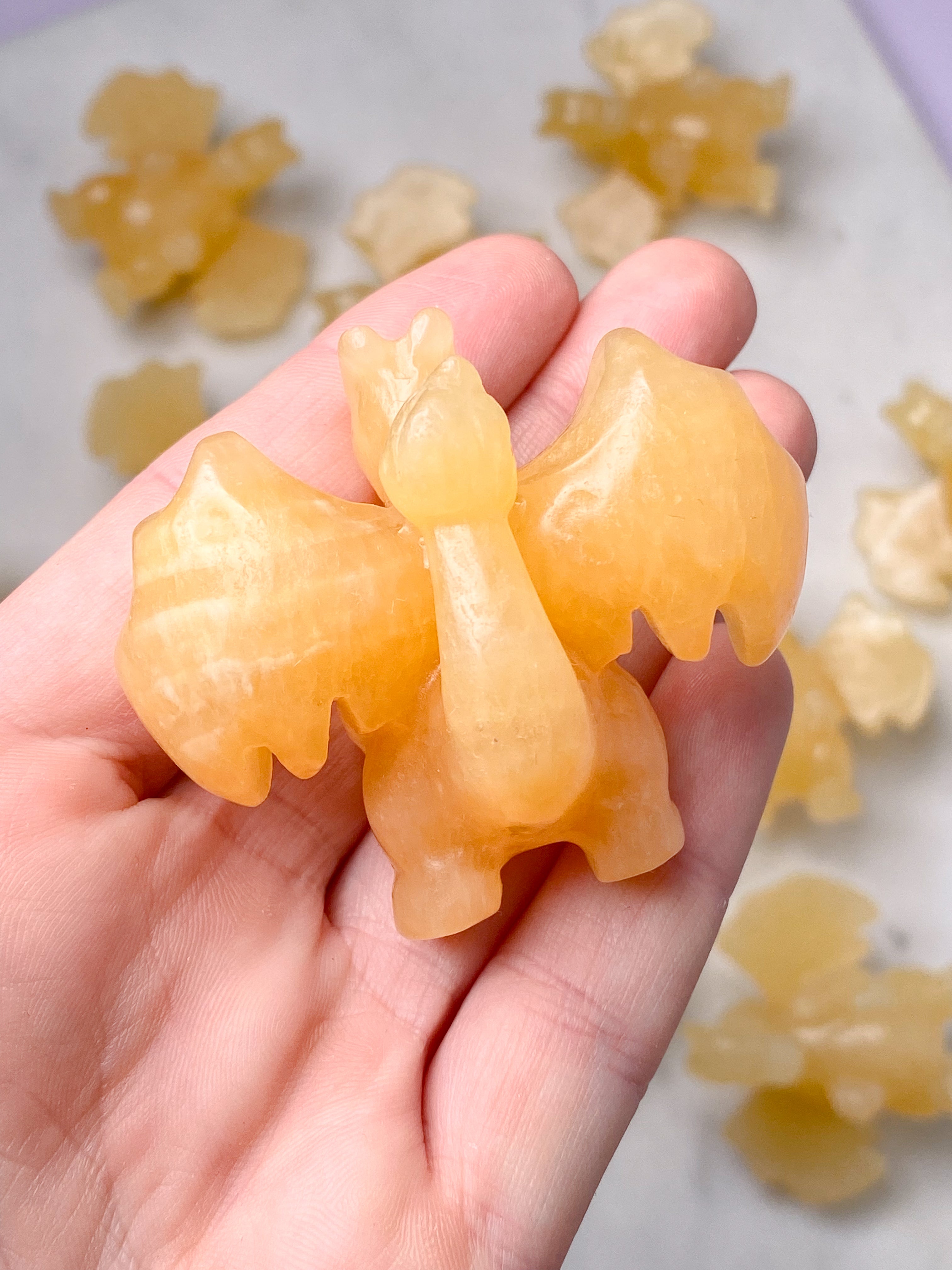 Orange Calcite Pumpkin w. Ribbon