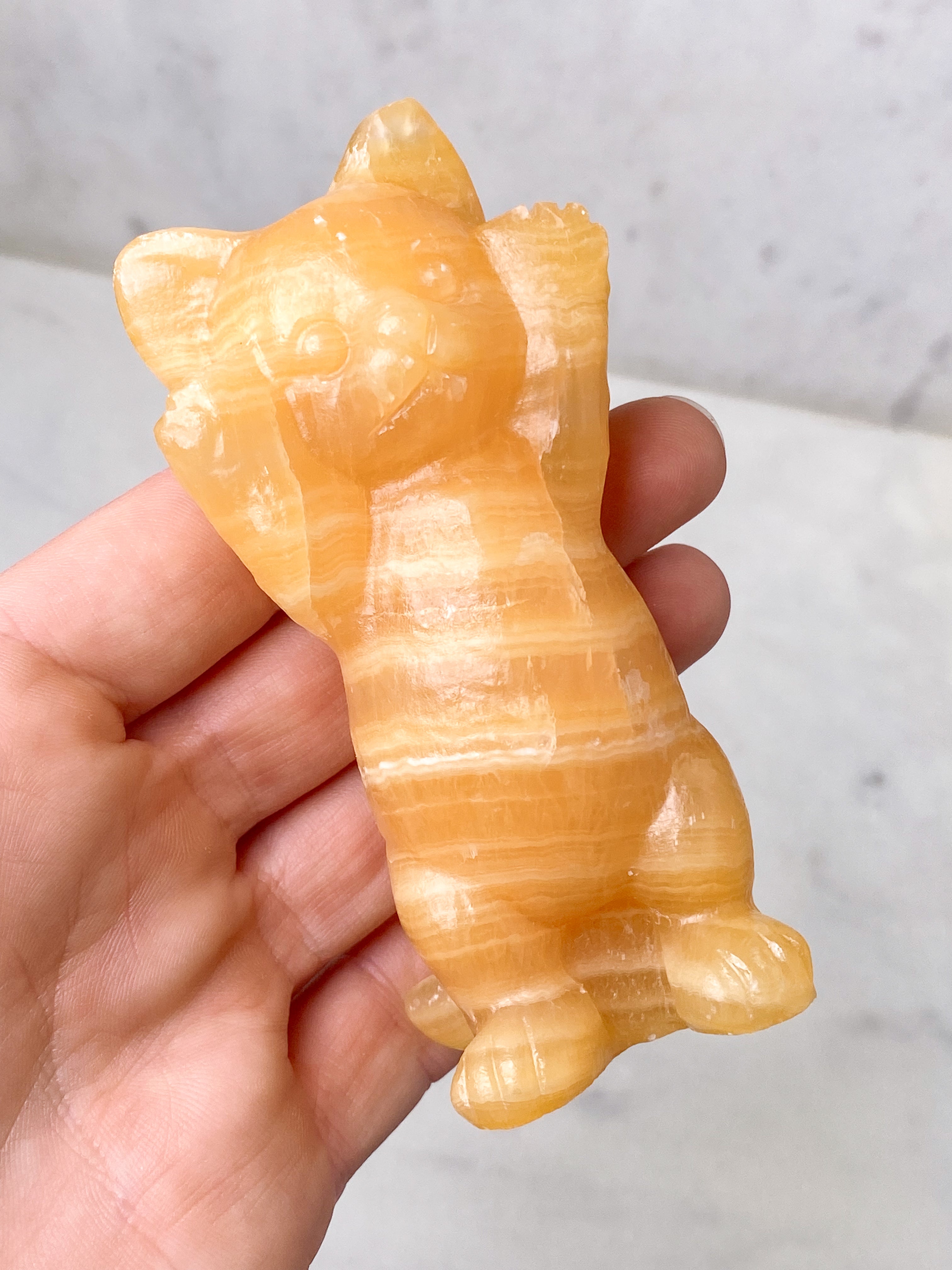 Orange Calcite Pumpkin w. Ribbon