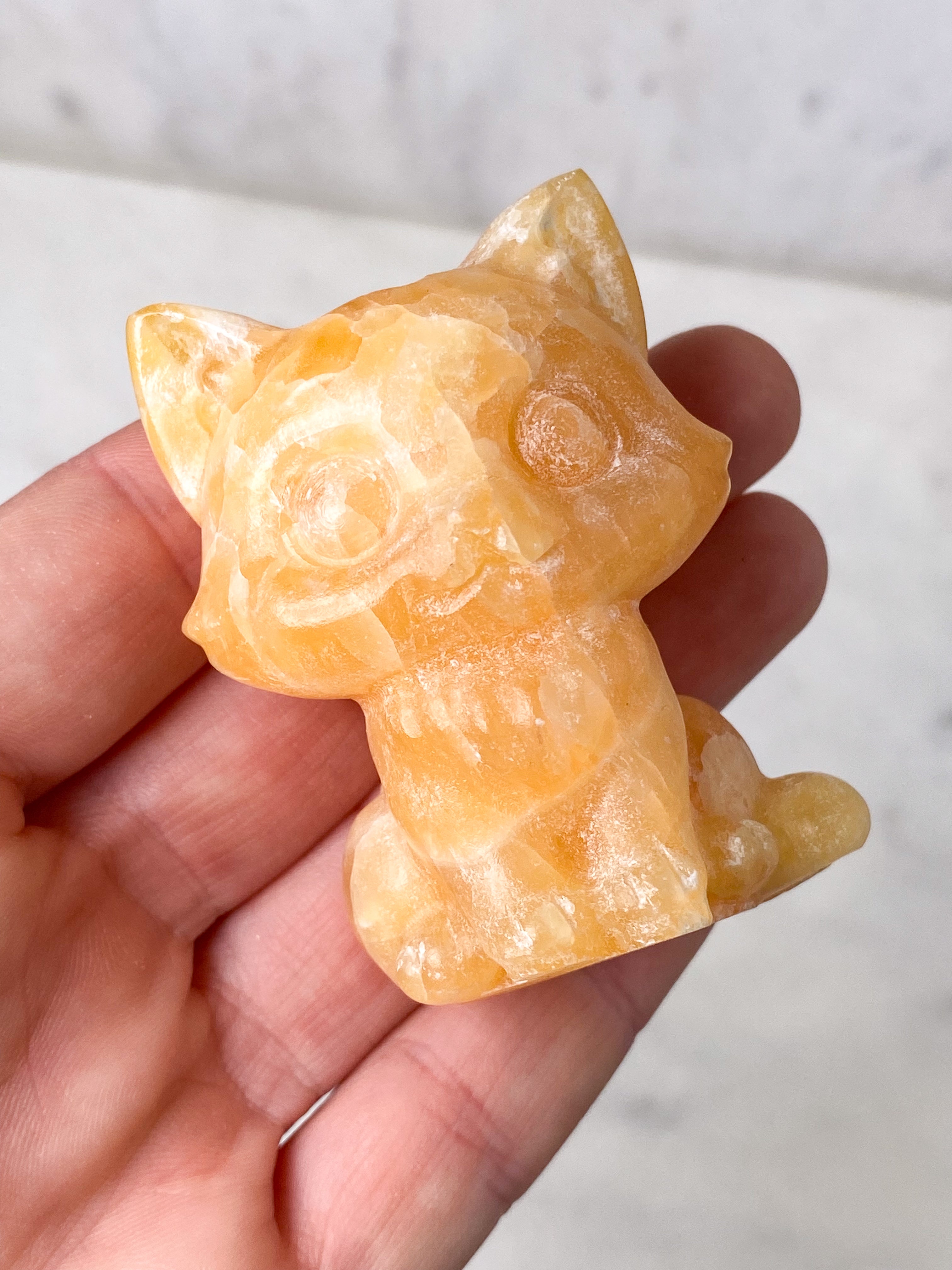 Orange Calcite Pumpkin w. Ribbon