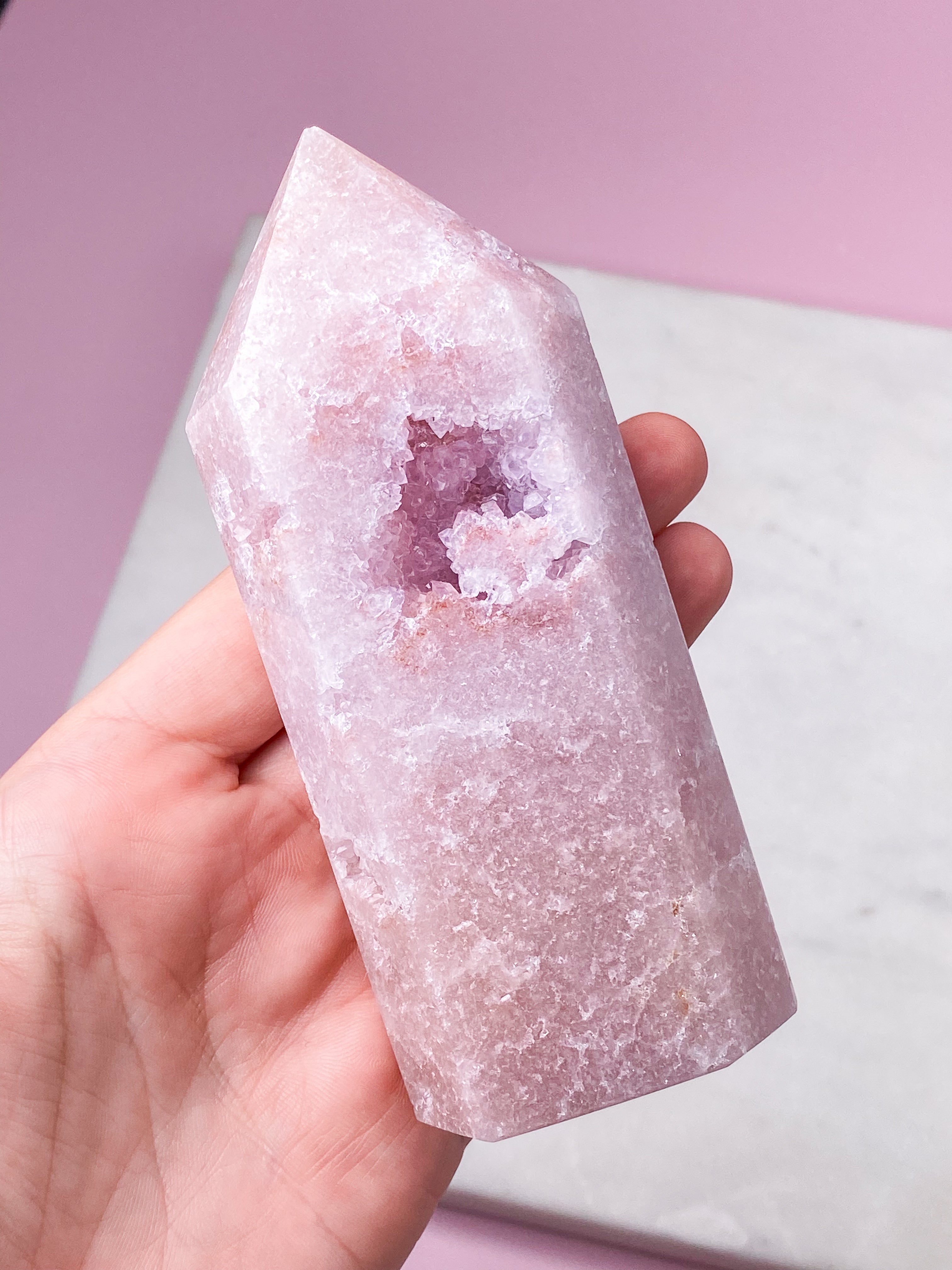 Druzy Pink Ametyst Tårn (Nr. 7)