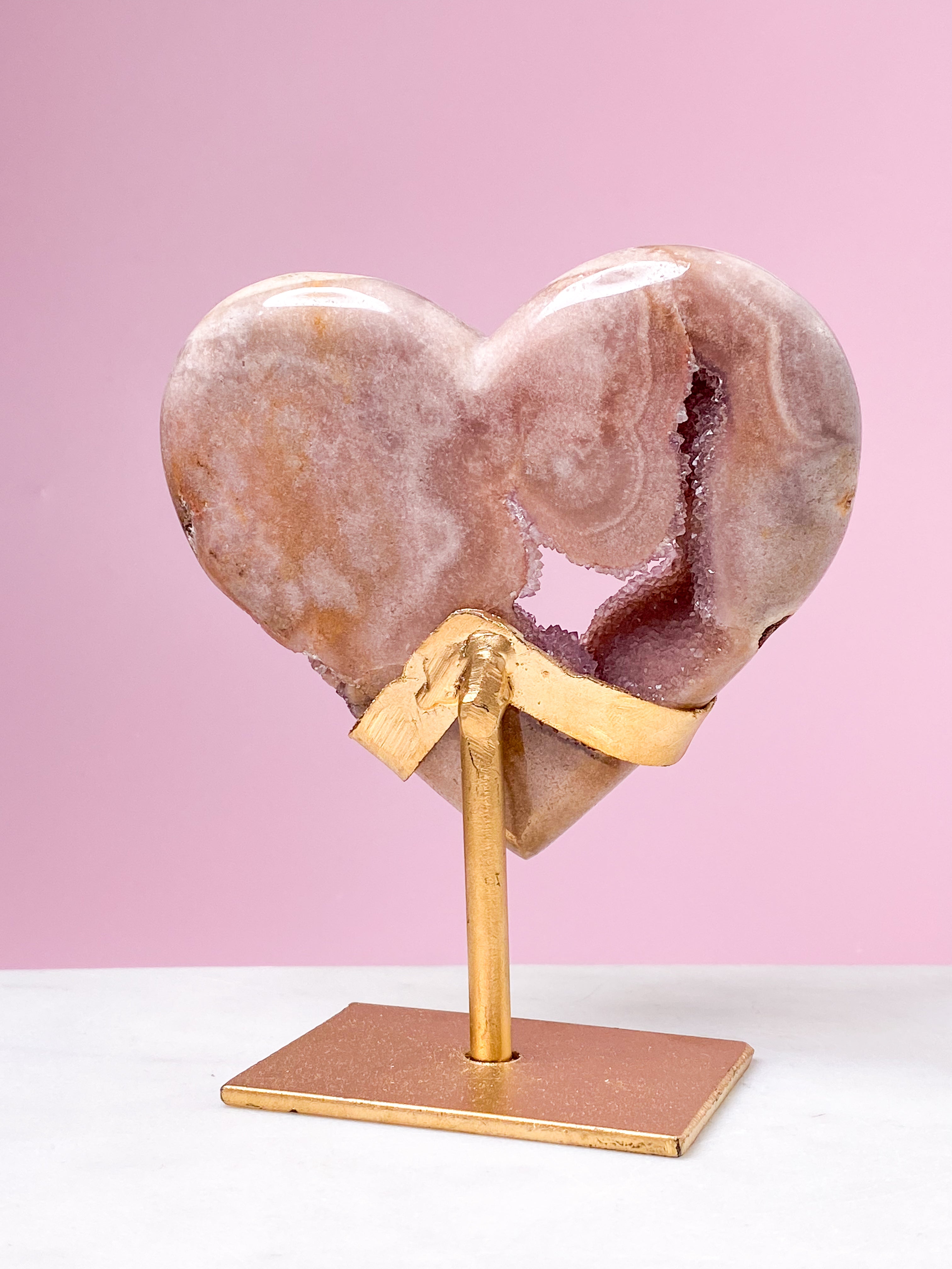 Druzy Pink Ametyst Hjerte På Fod (Nr. 1)