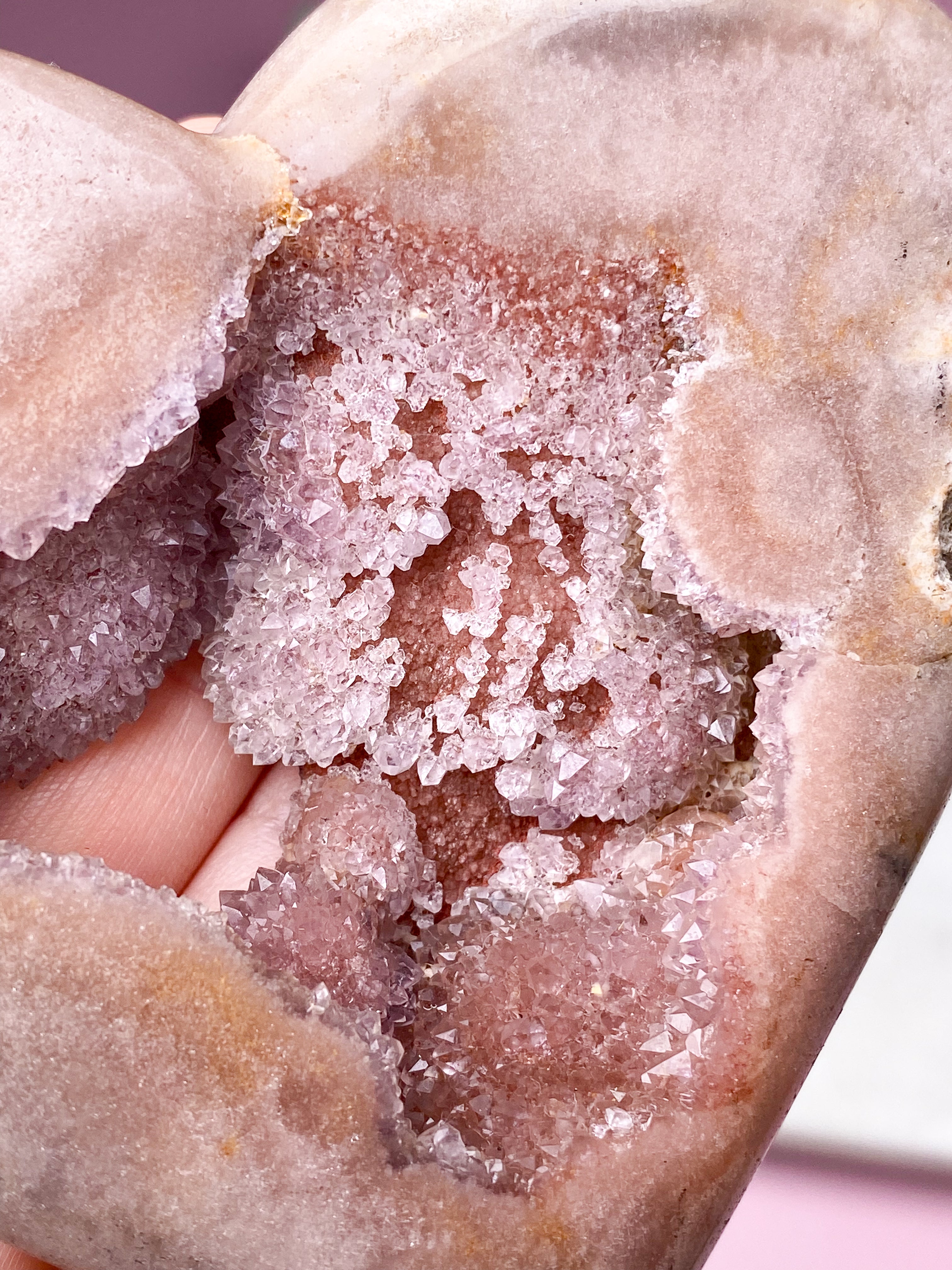 Druzy Pink Ametyst Hjerte På Fod (Nr. 1)