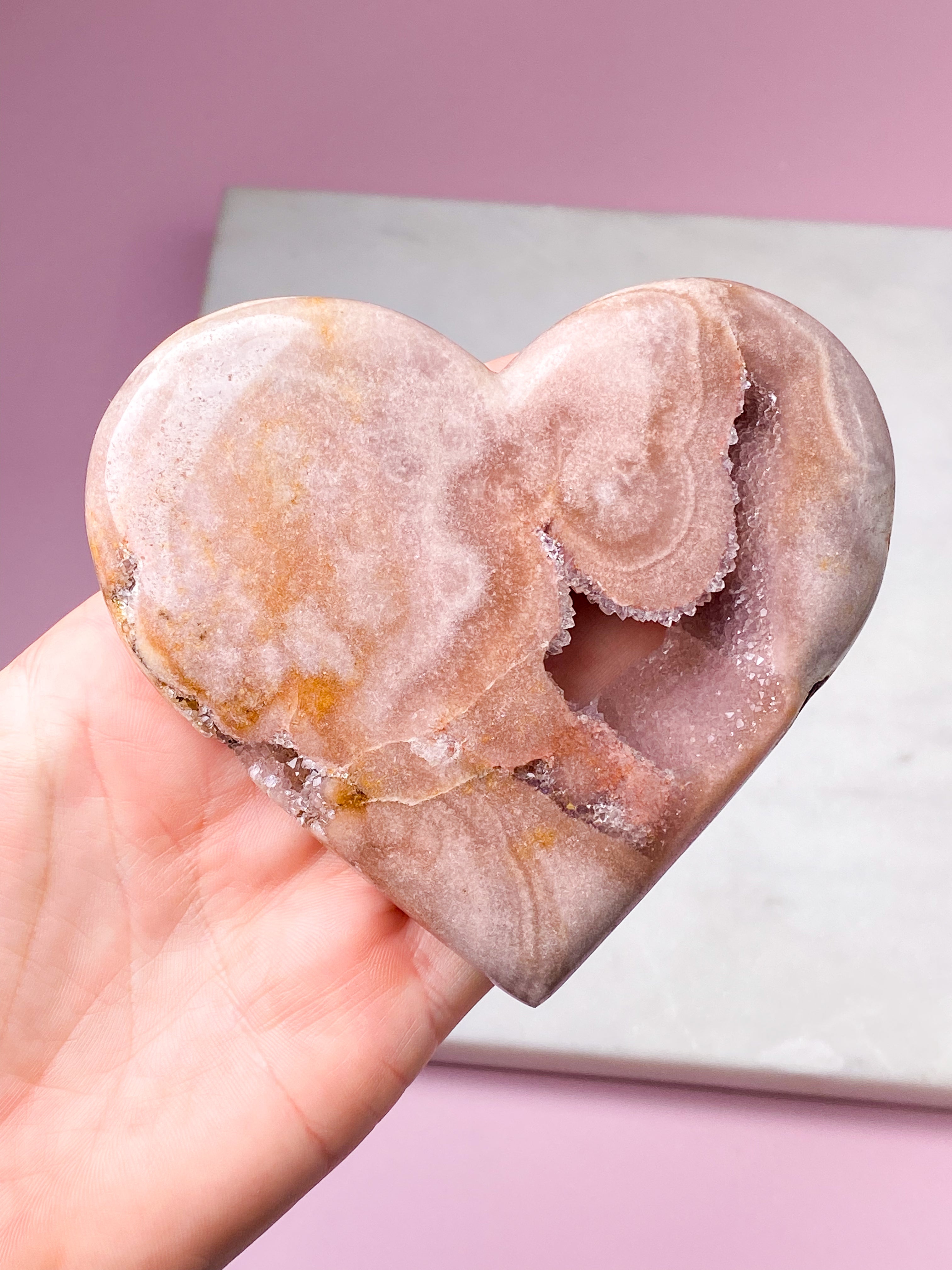 Druzy Pink Ametyst Hjerte På Fod (Nr. 1)