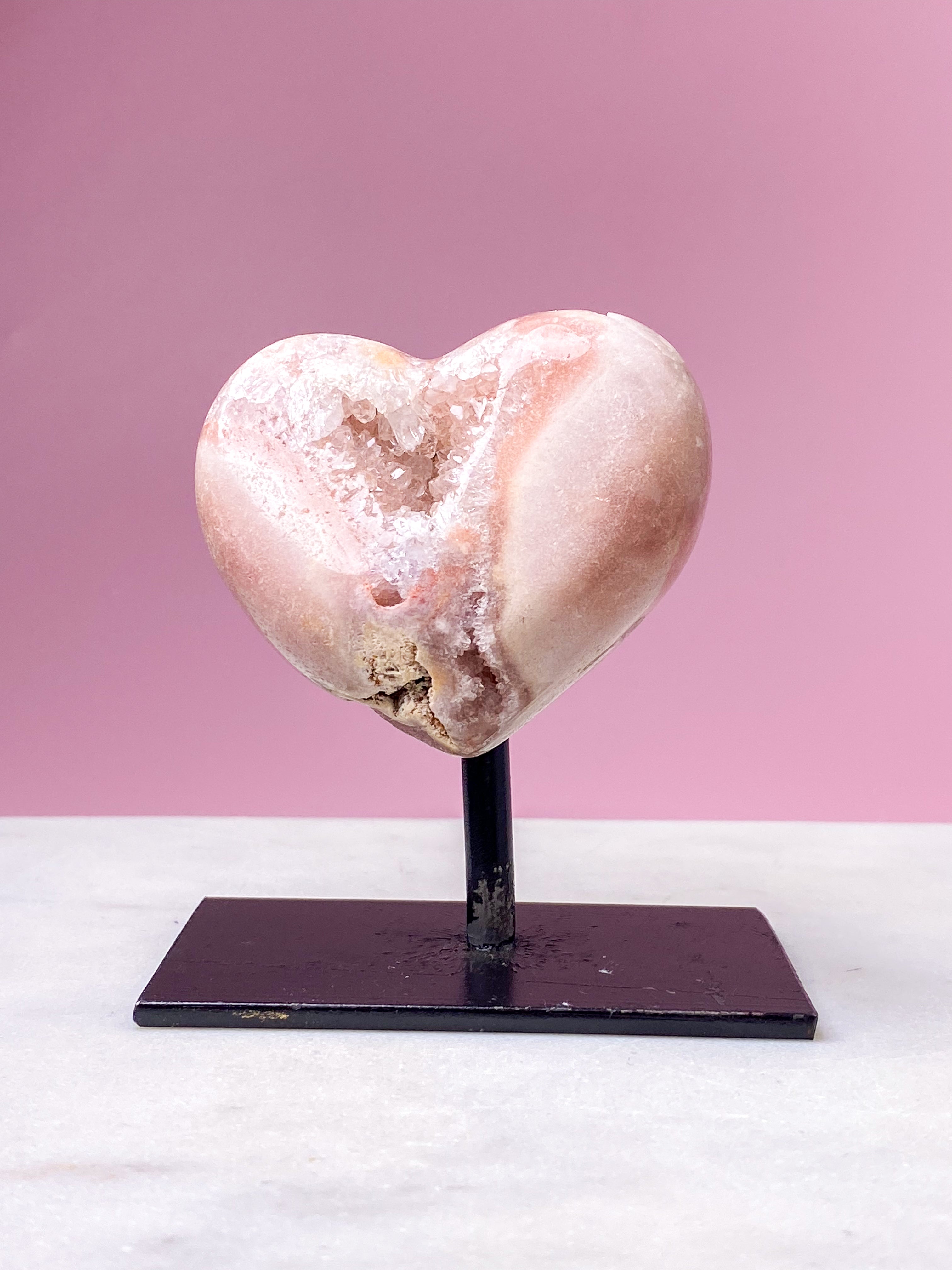 Druzy Pink Ametyst Hjerte På Fod (Nr. 2)