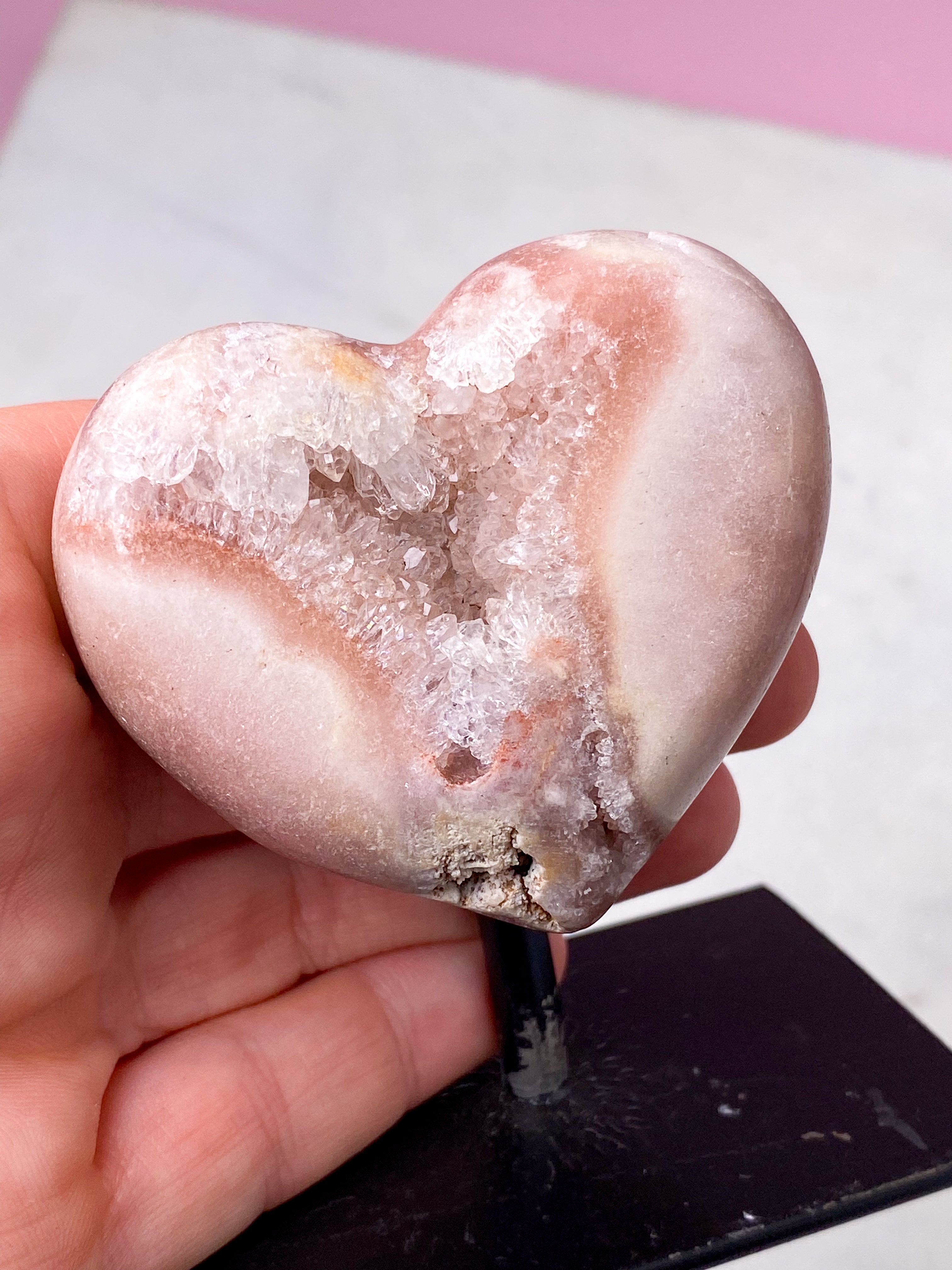 Druzy Pink Ametyst Hjerte På Fod (Nr. 2)