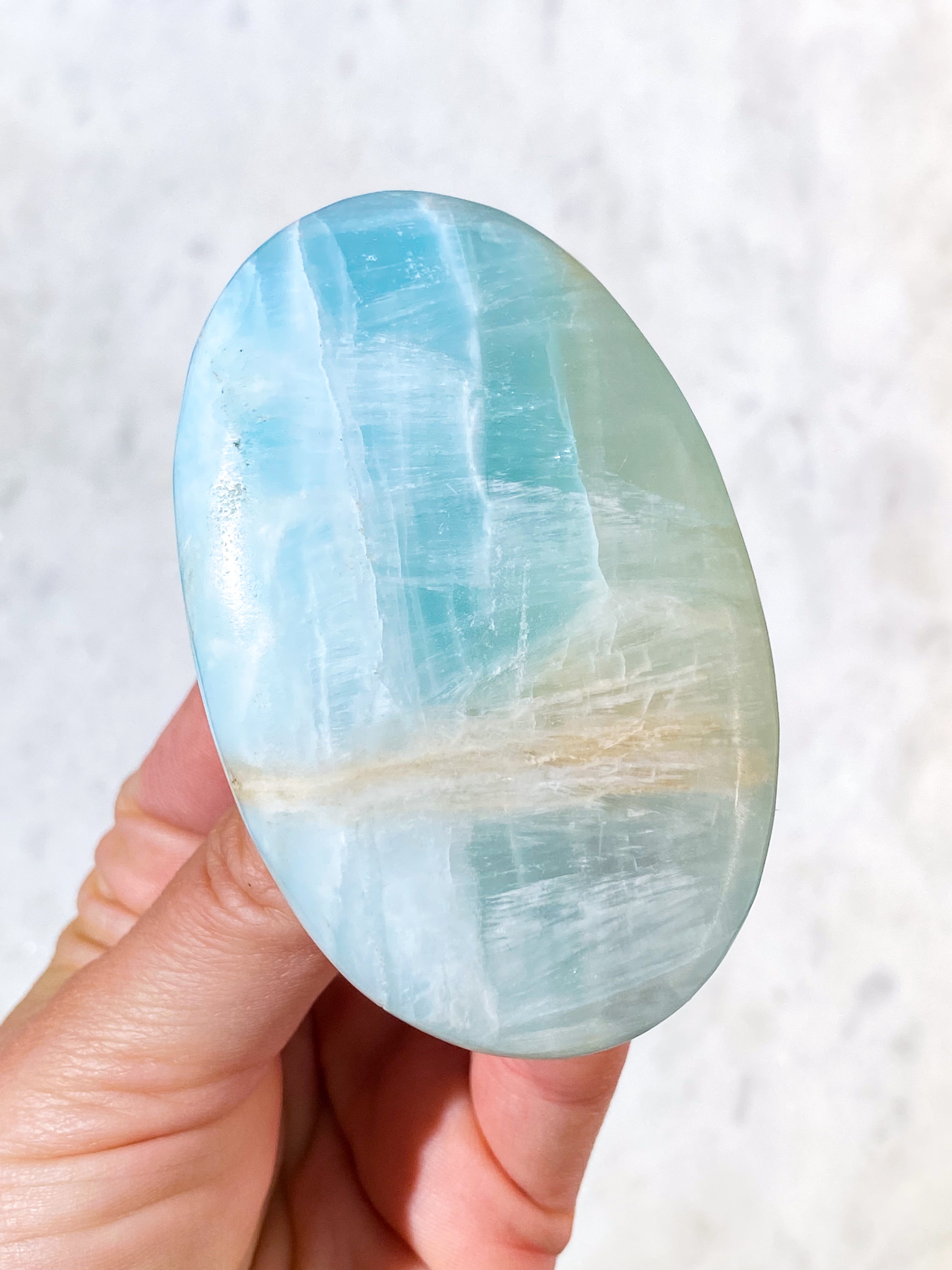 Caribisk Calcit Palmstone (Nr. 5)