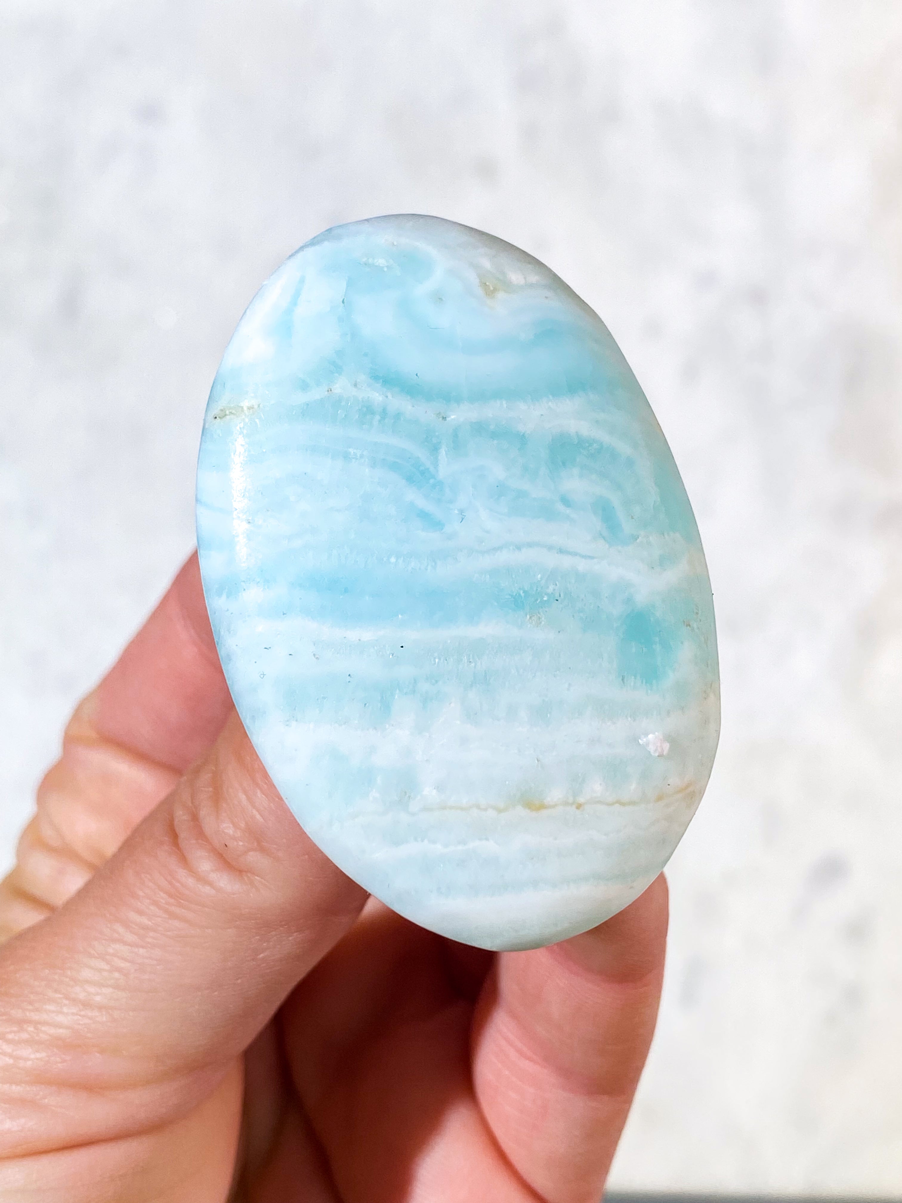 Caribisk Calcit Palmstone (Nr. 7)