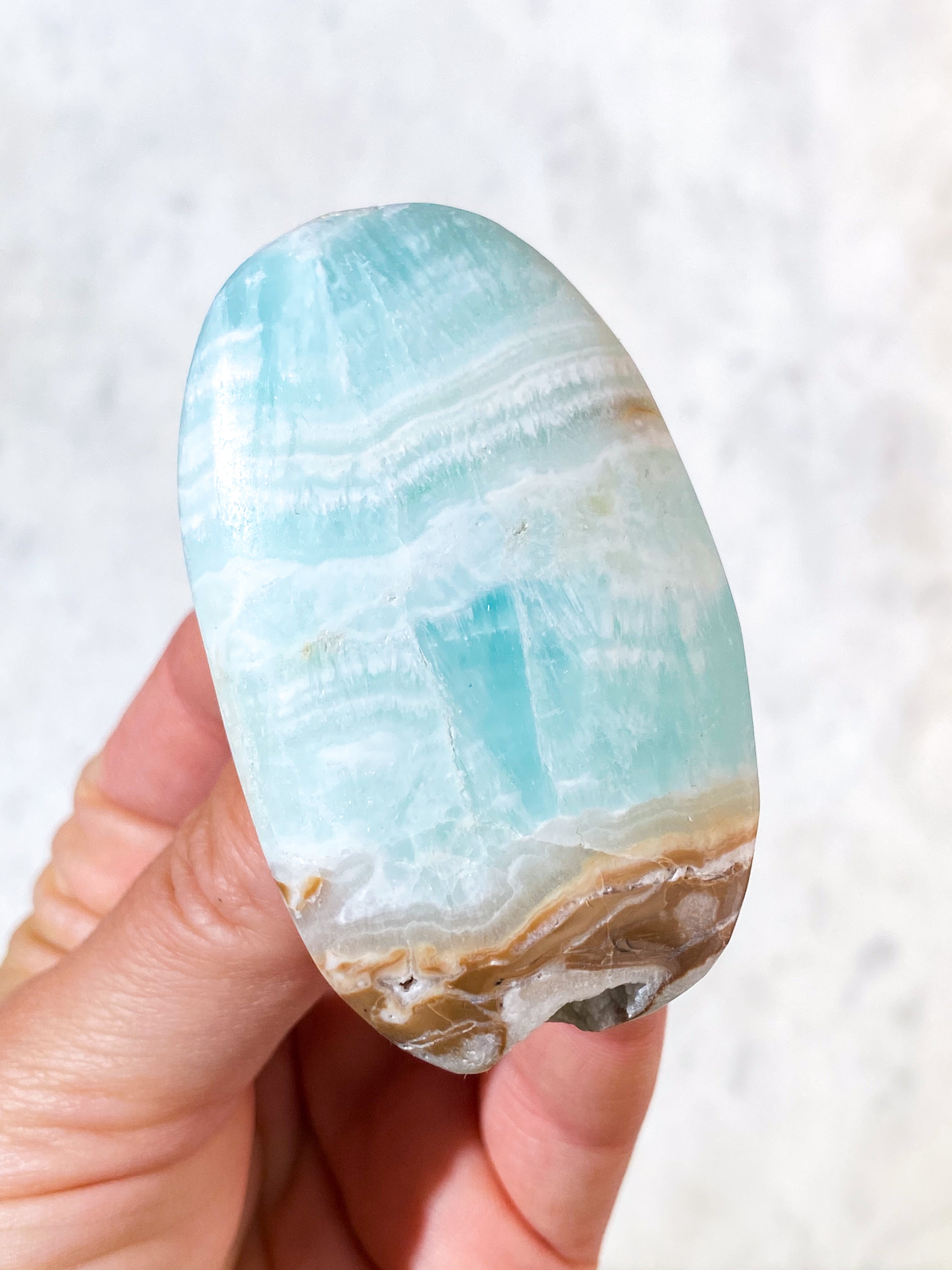 Caribisk Calcit Palmstone (Nr. 8)
