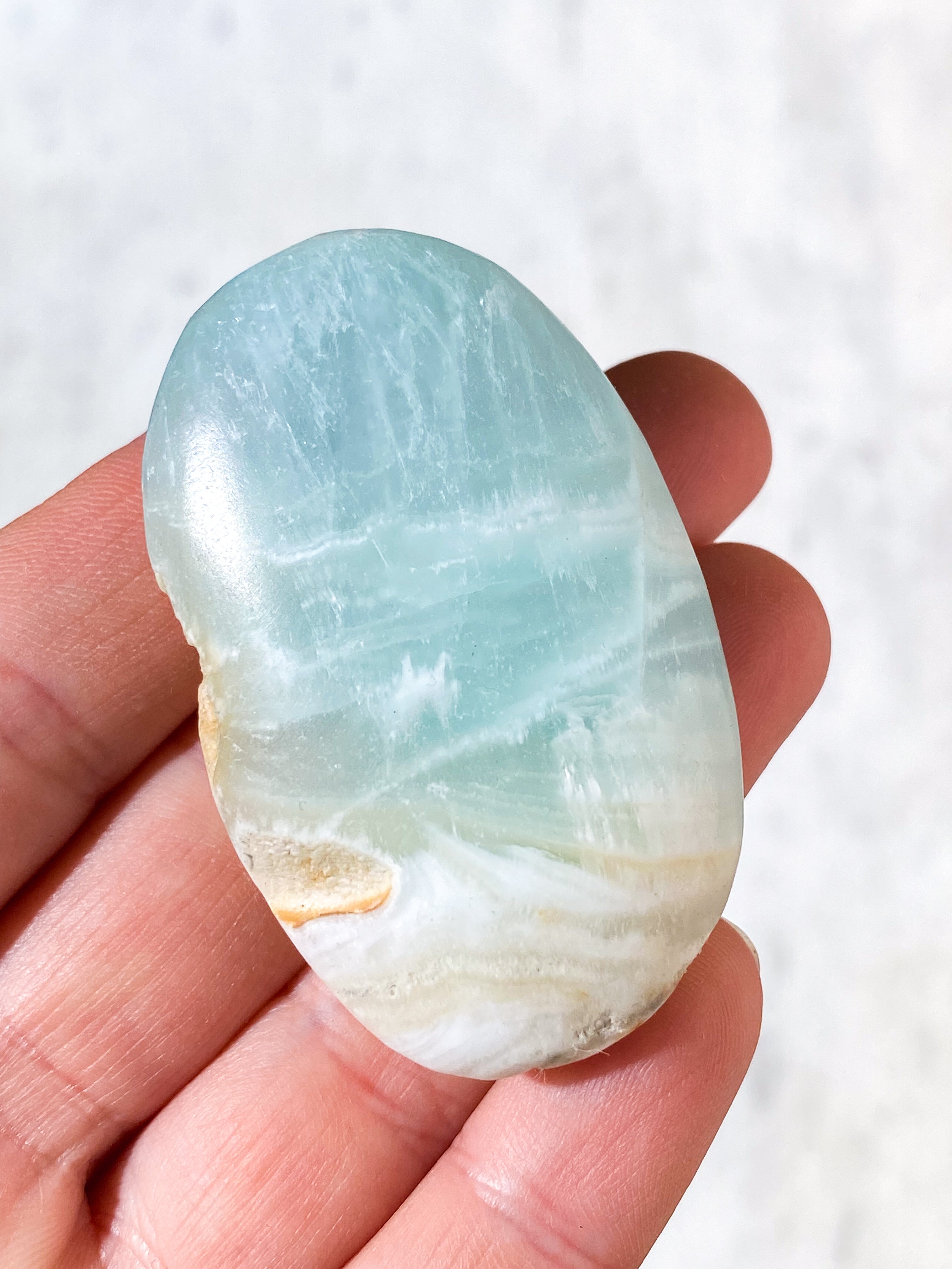 Caribisk Calcit Palmstone (Nr. 18)