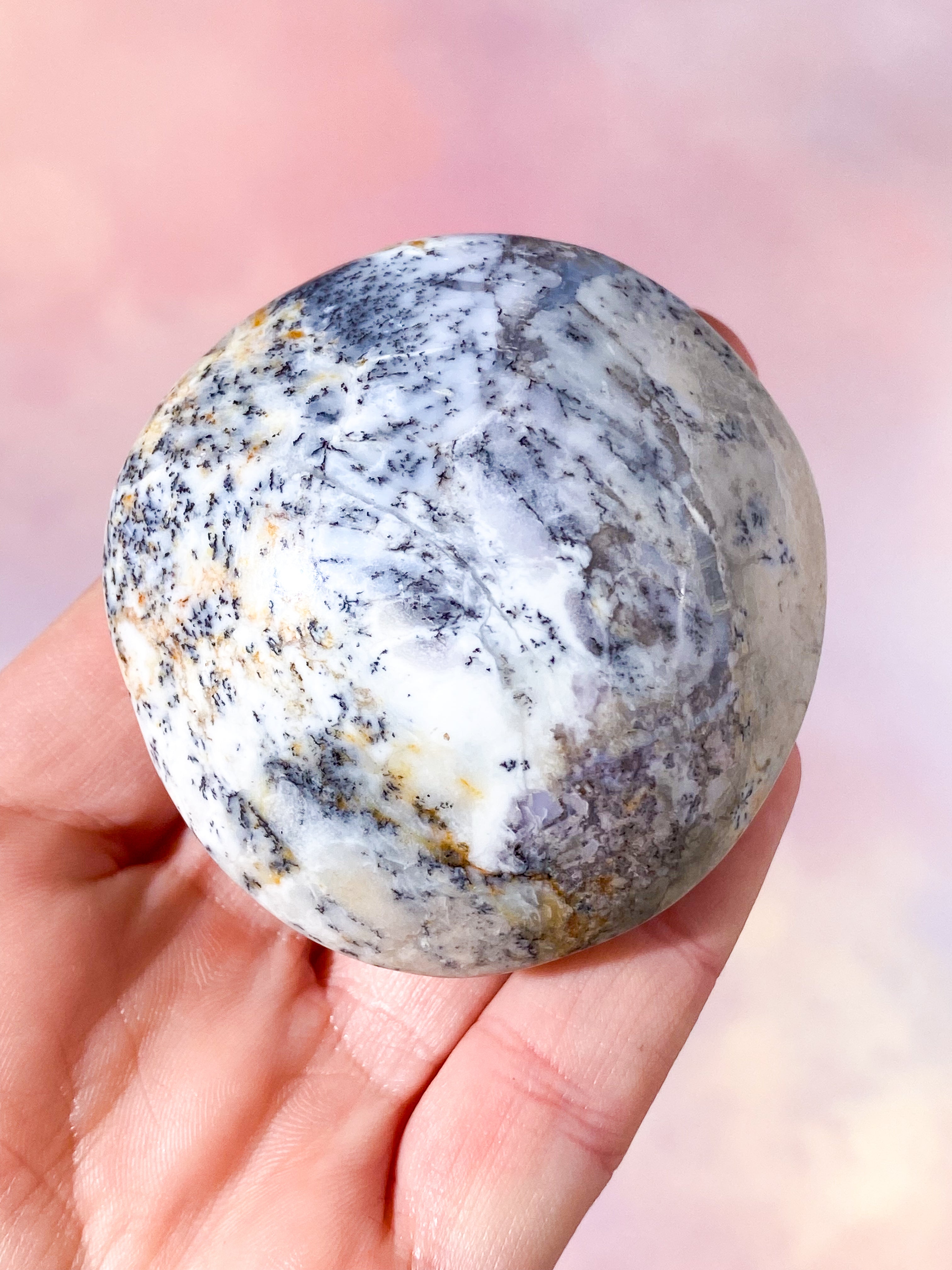 Grøn Dendrit Opal Palmstone (Nr. 1)