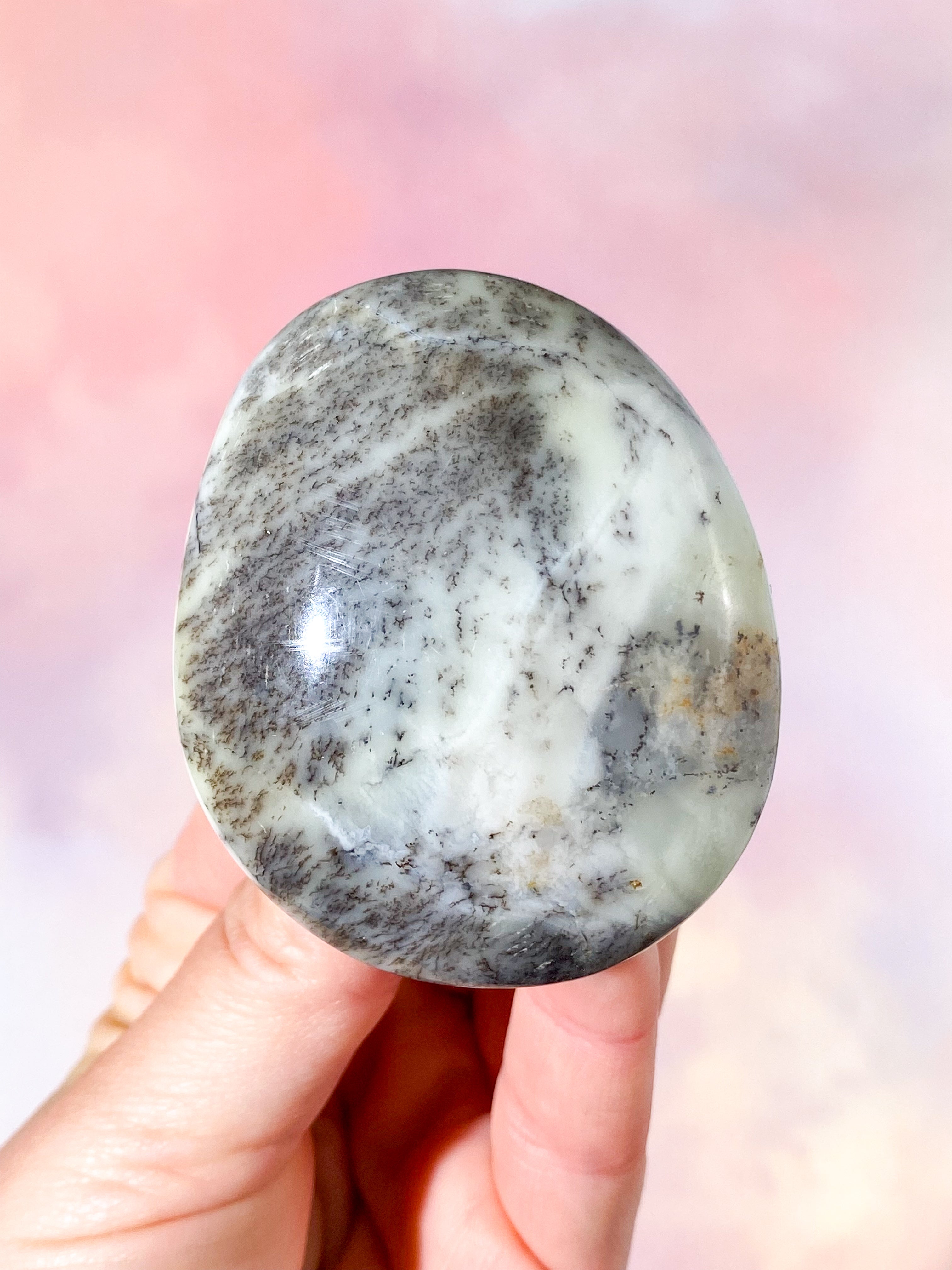 Grøn Dendrit Opal Palmstone (Nr. 8)