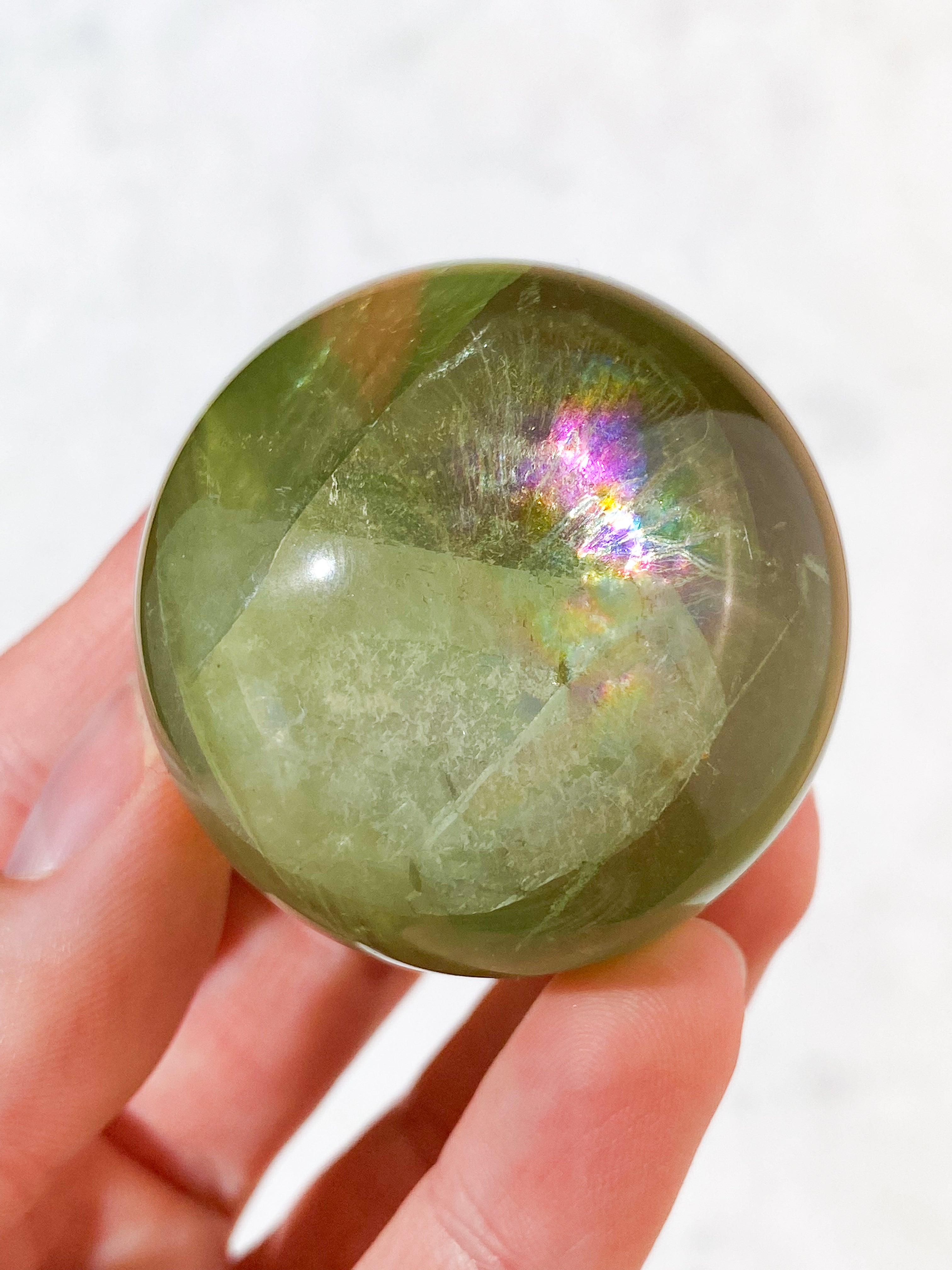 Regnbue Green Apple Fluorit Kugle (Nr. 24) Eksklusiv