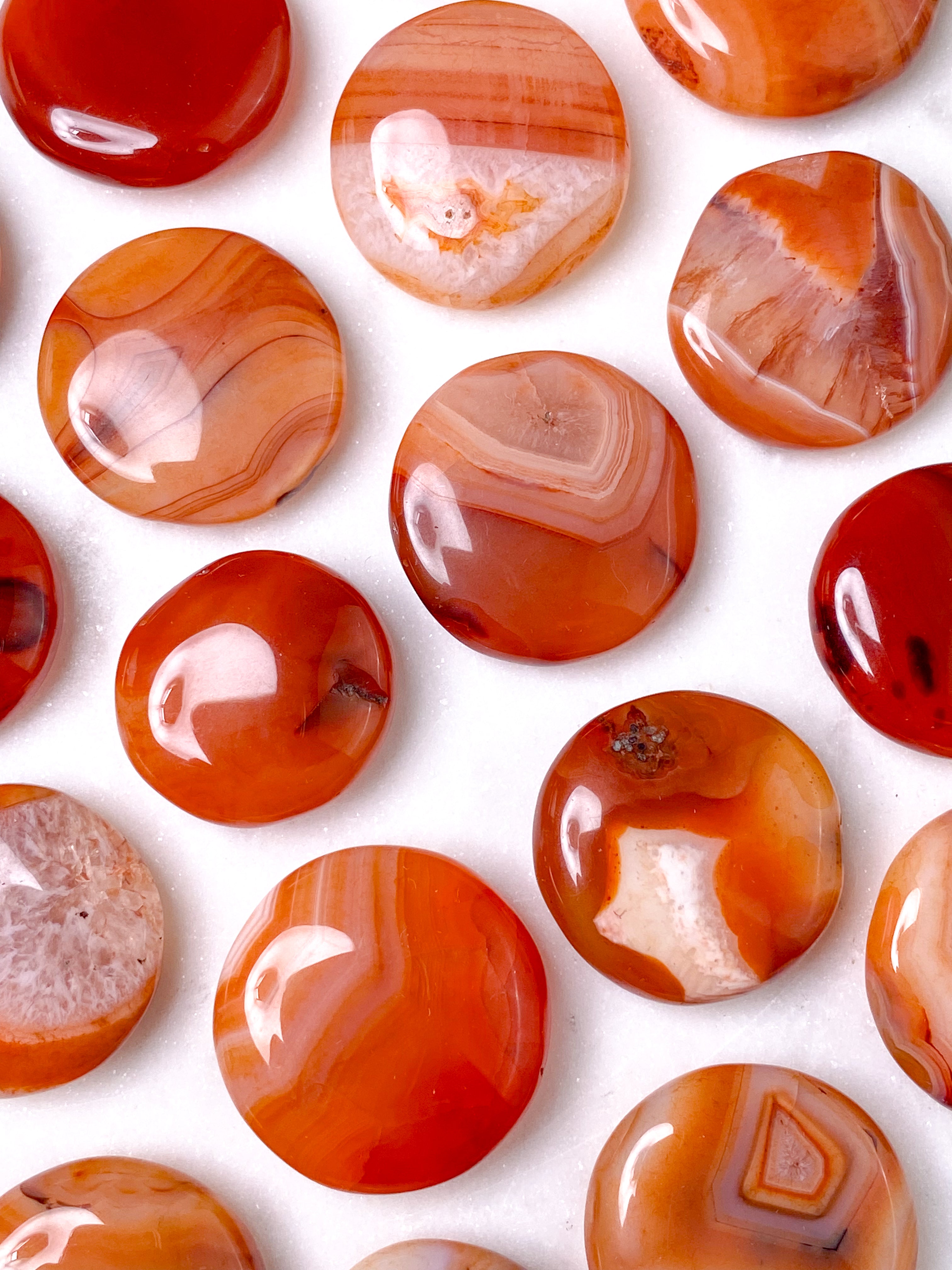 Karneol Mini Disc (Flad Poleret Lommesten)