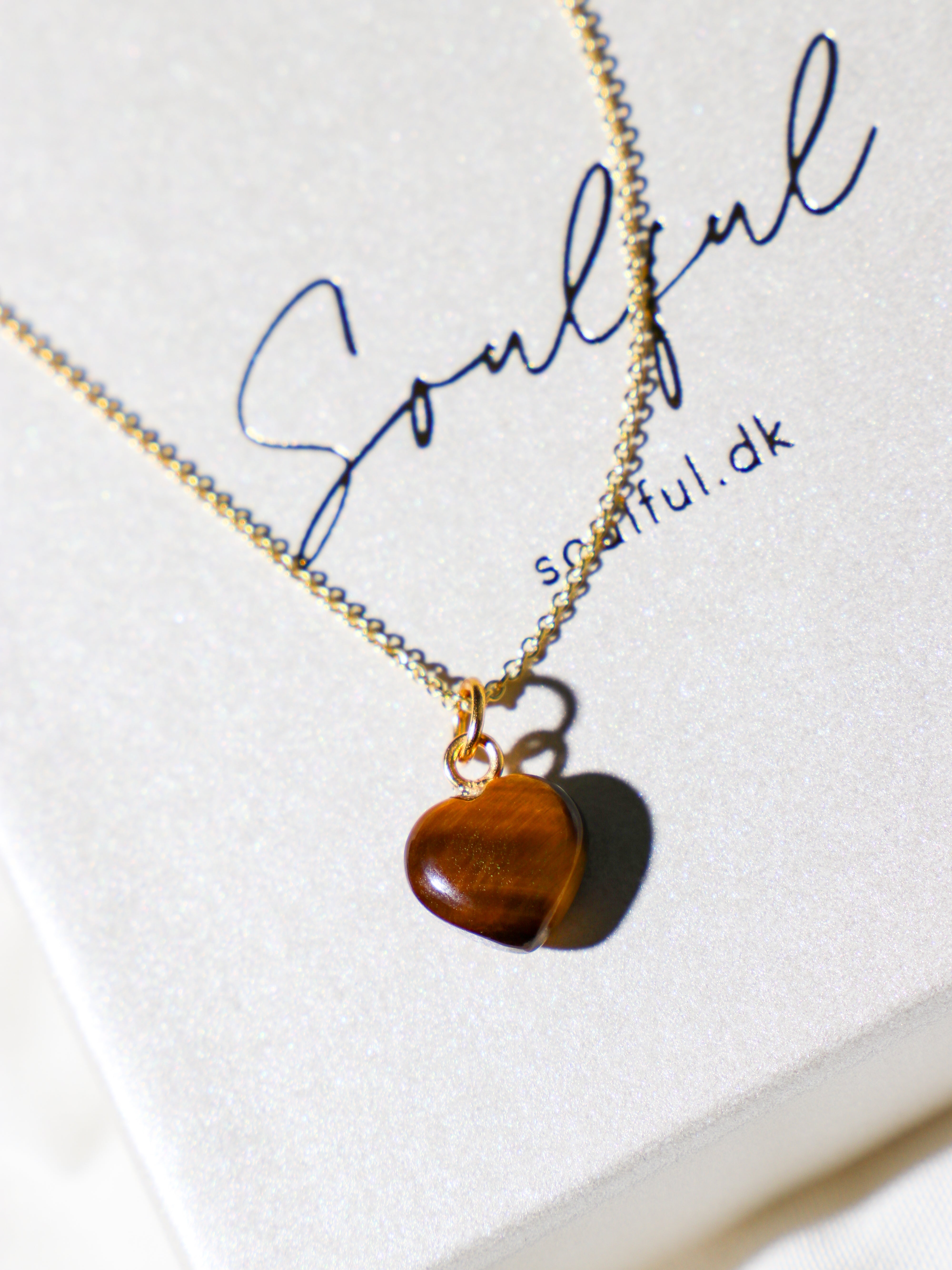 Tigerøje MINI Hjerte Halskæde