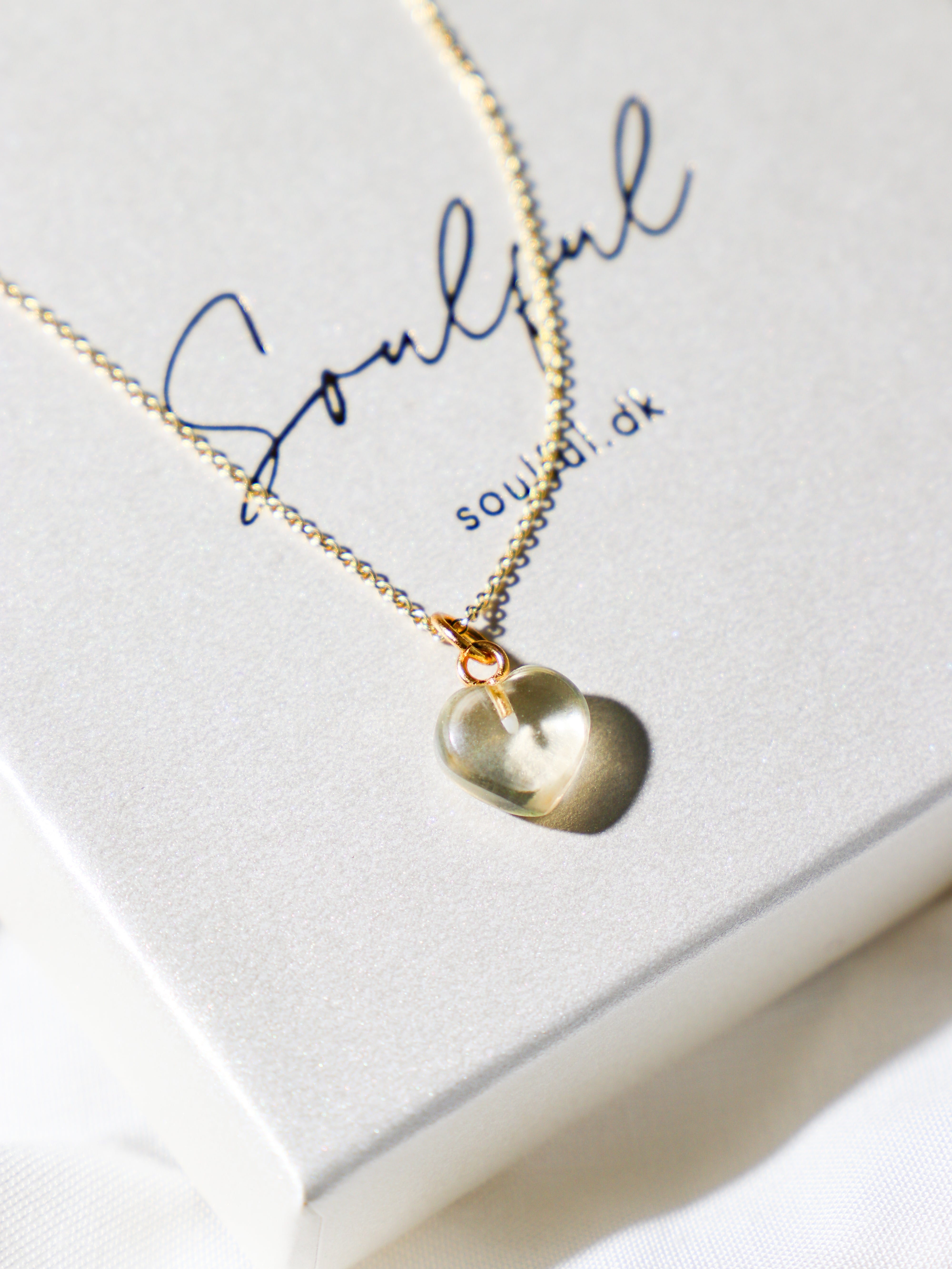 Citrin MINI Hjerte Halskæde