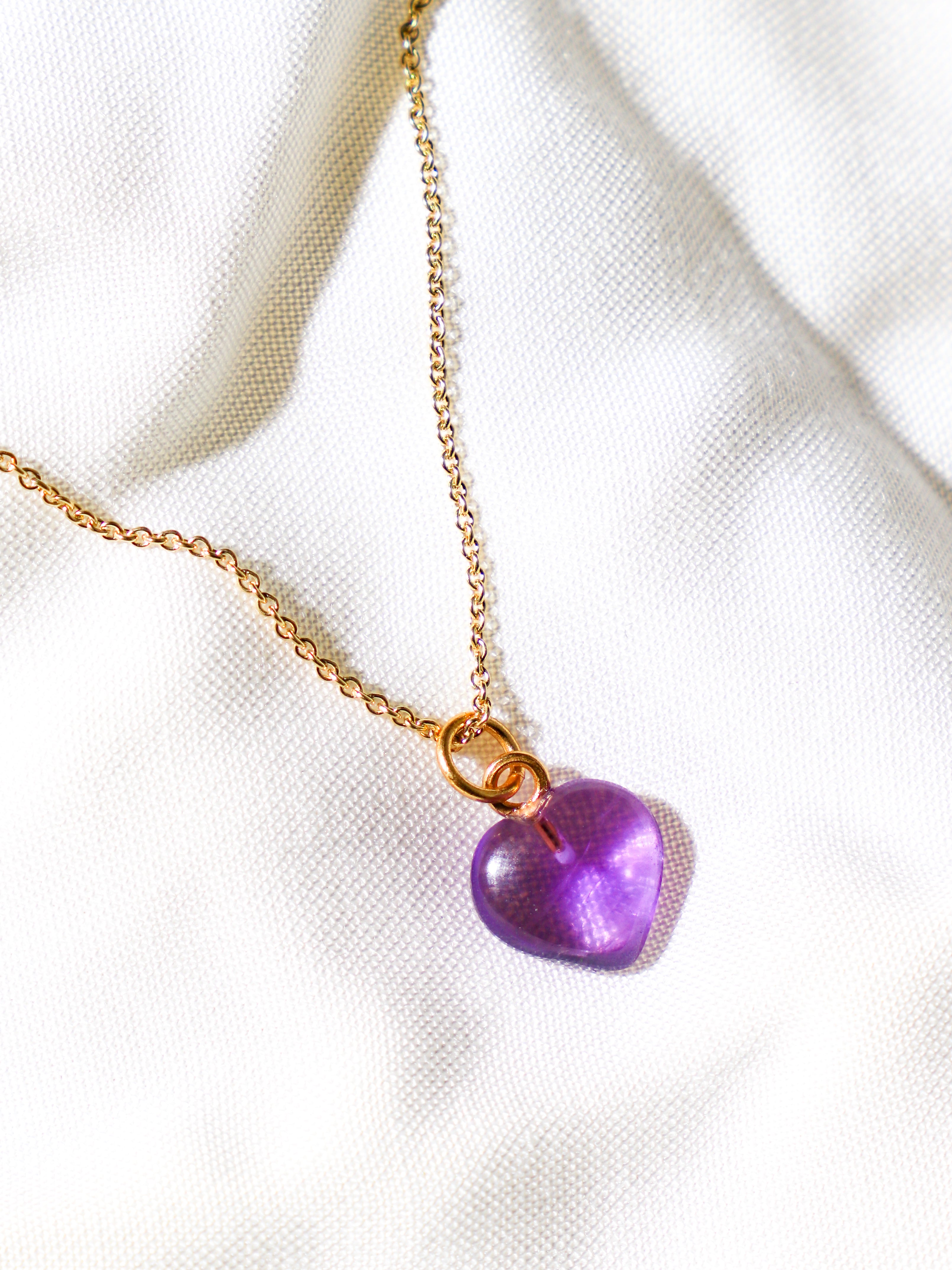Ametyst MINI Hjerte Halskæde