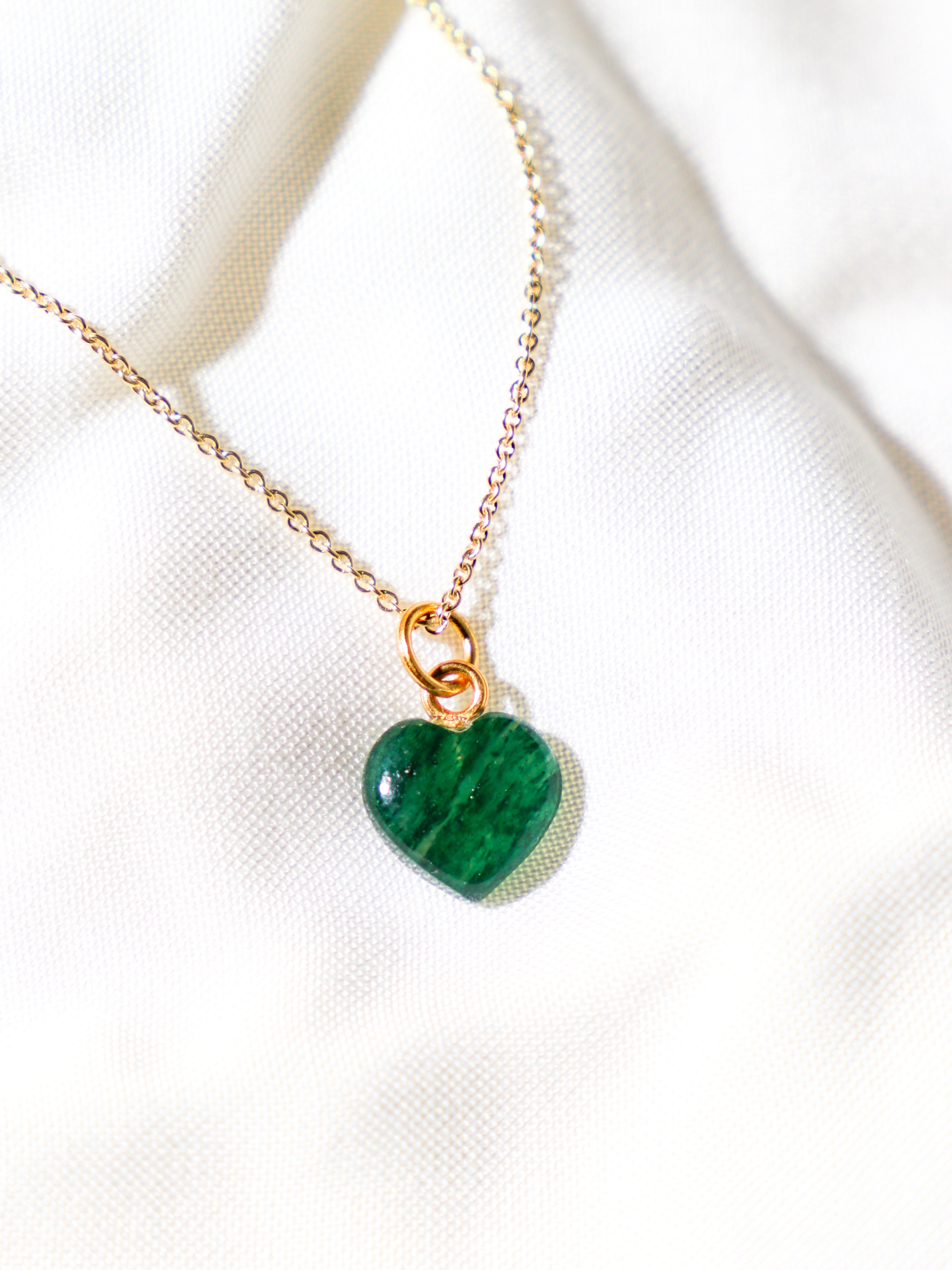 Grøn Aventurin MINI Hjerte Halskæde