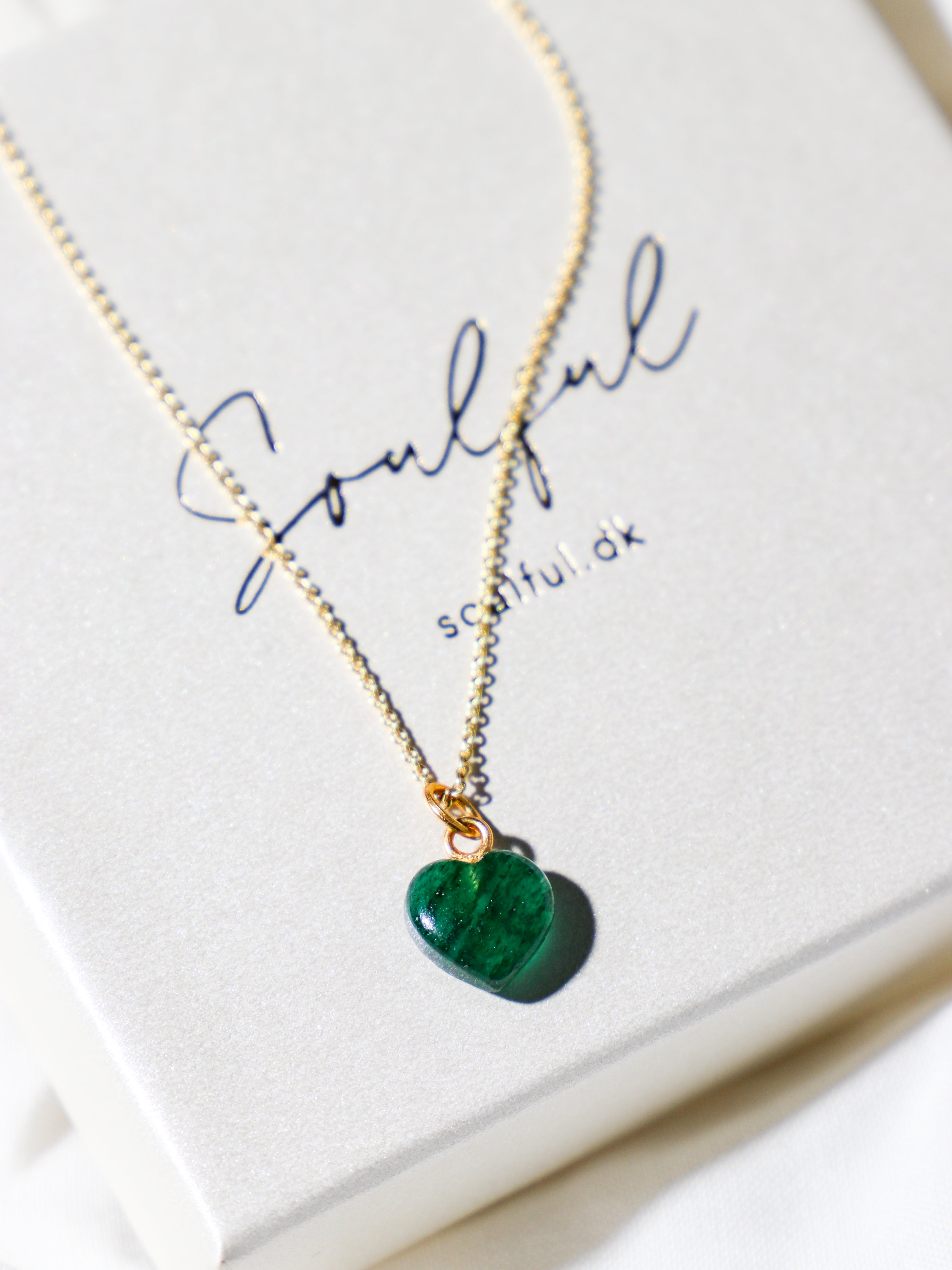 Grøn Aventurin MINI Hjerte Halskæde