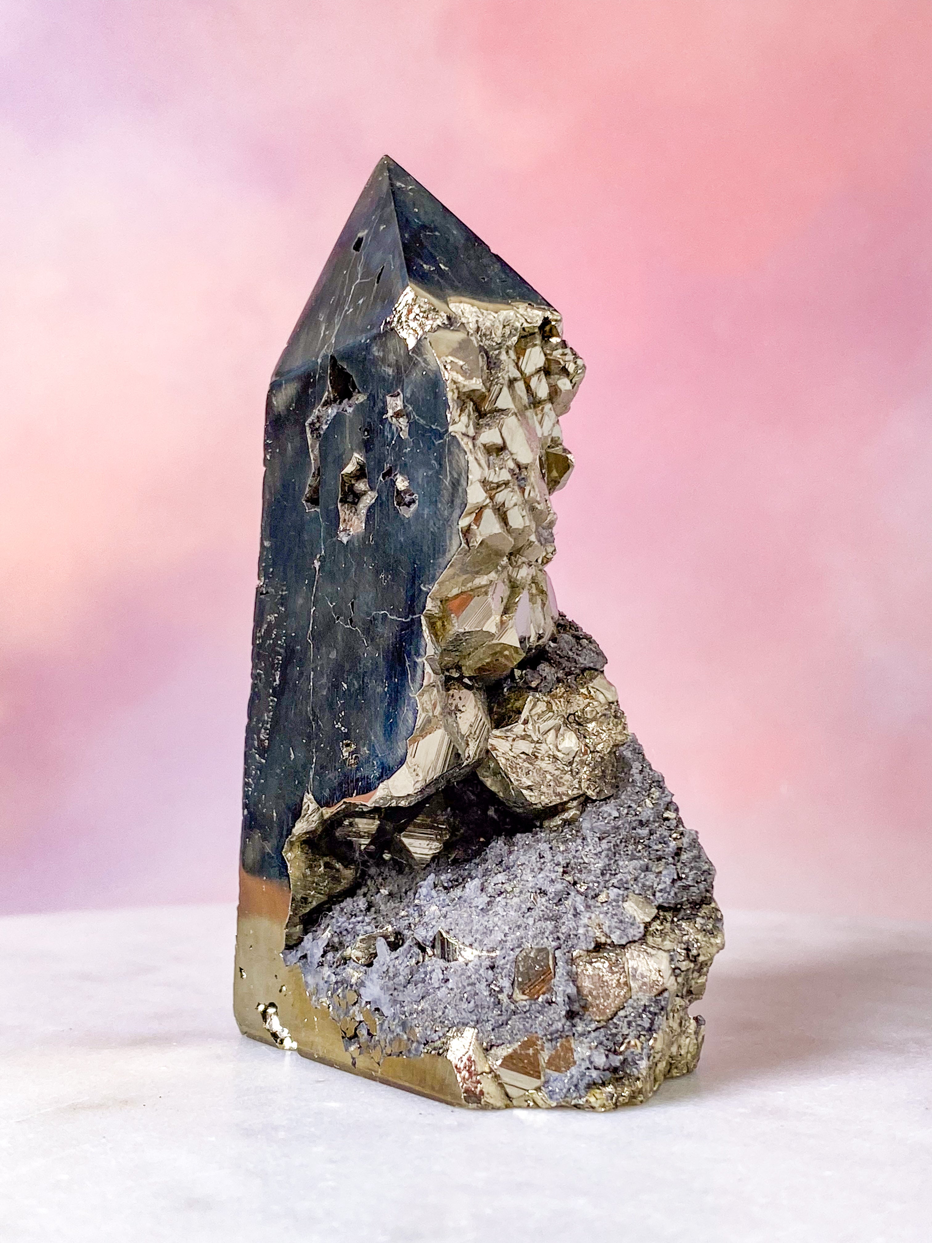 Druzy Pyrit Tårn (Nr. 8)