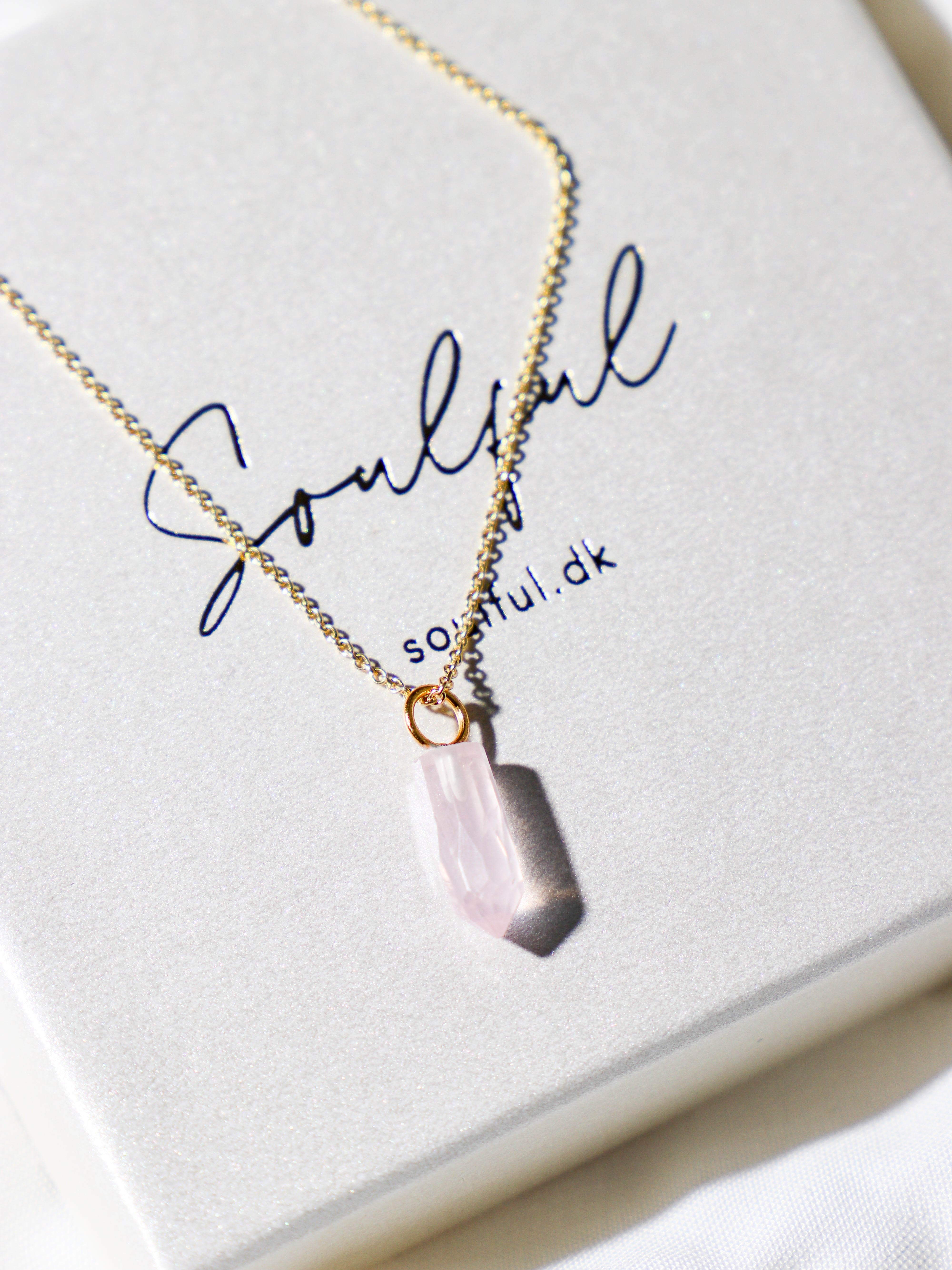 Rosakvarts Spids Halskæde