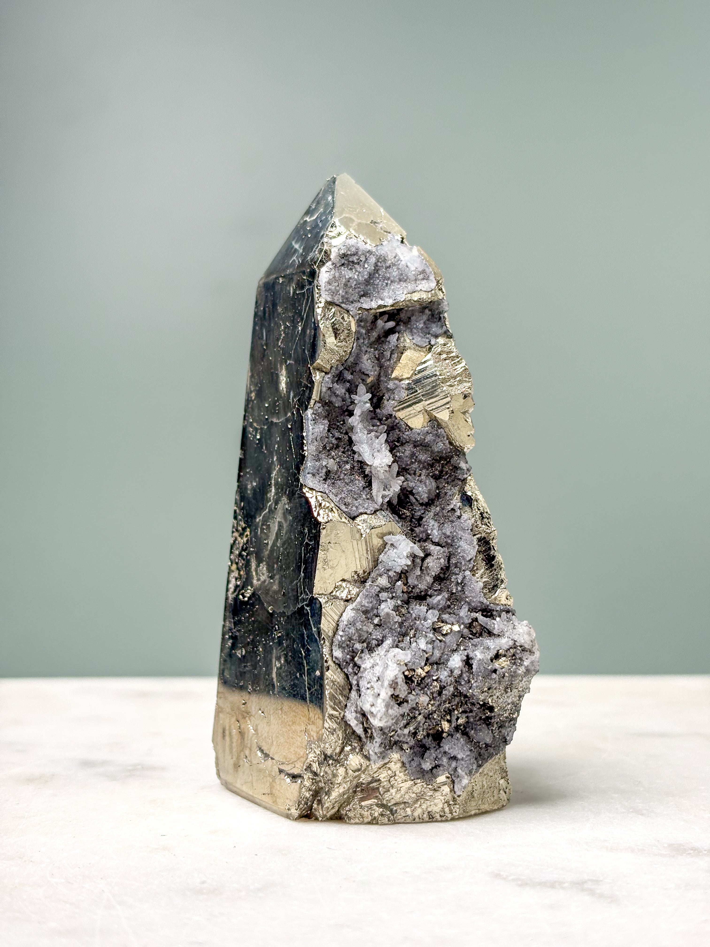 Druzy Pyrit Tårn (Nr. 1) Eksklusiv Kvalitet