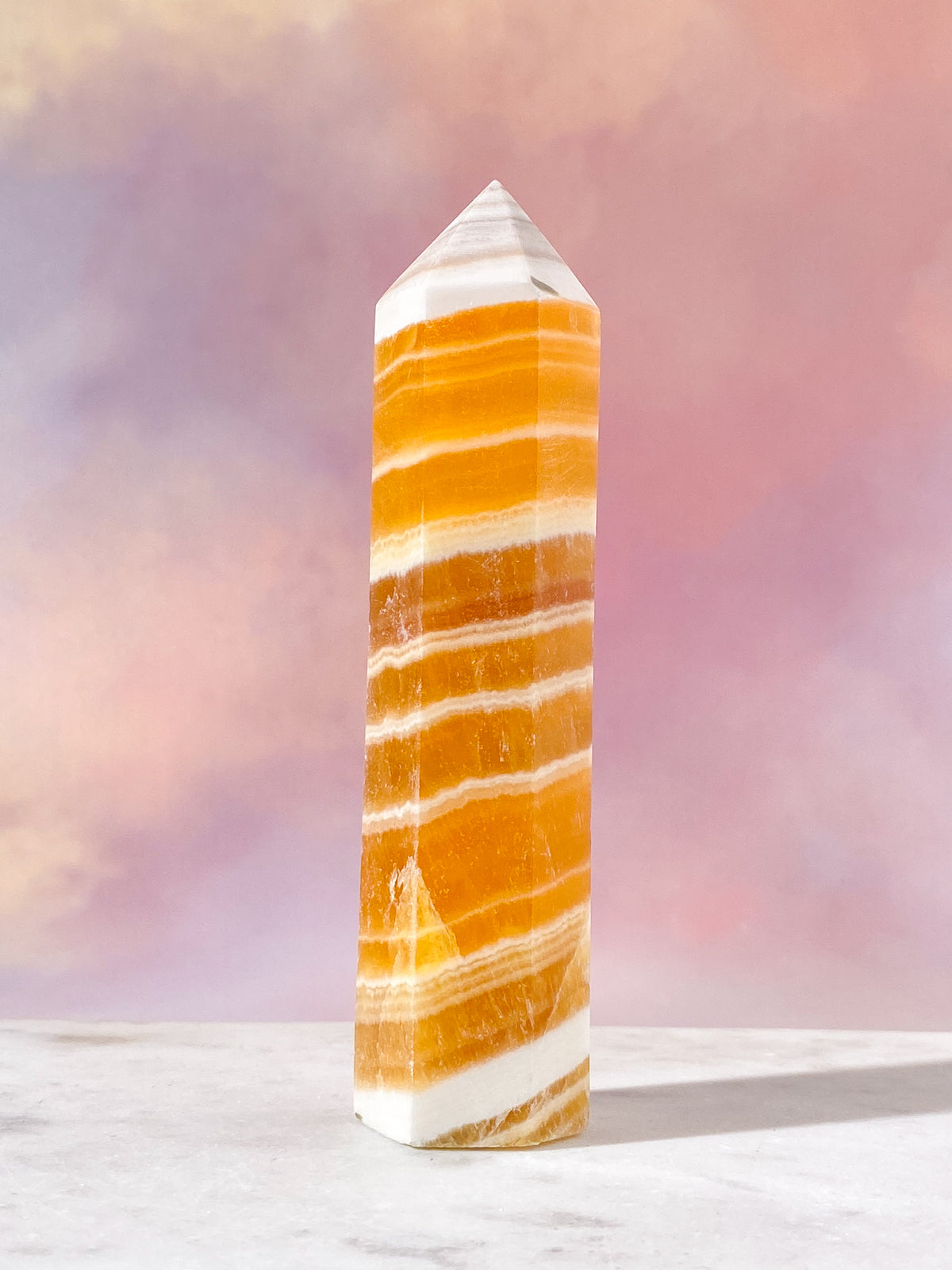 Orange Calcit Tårn Med Bånd (Nr. 1)