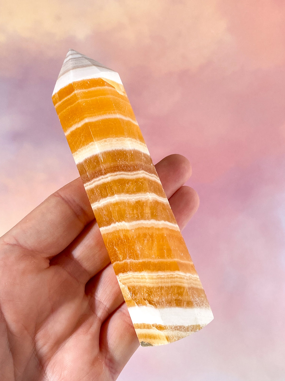 Orange Calcit Tårn Med Bånd (Nr. 1)
