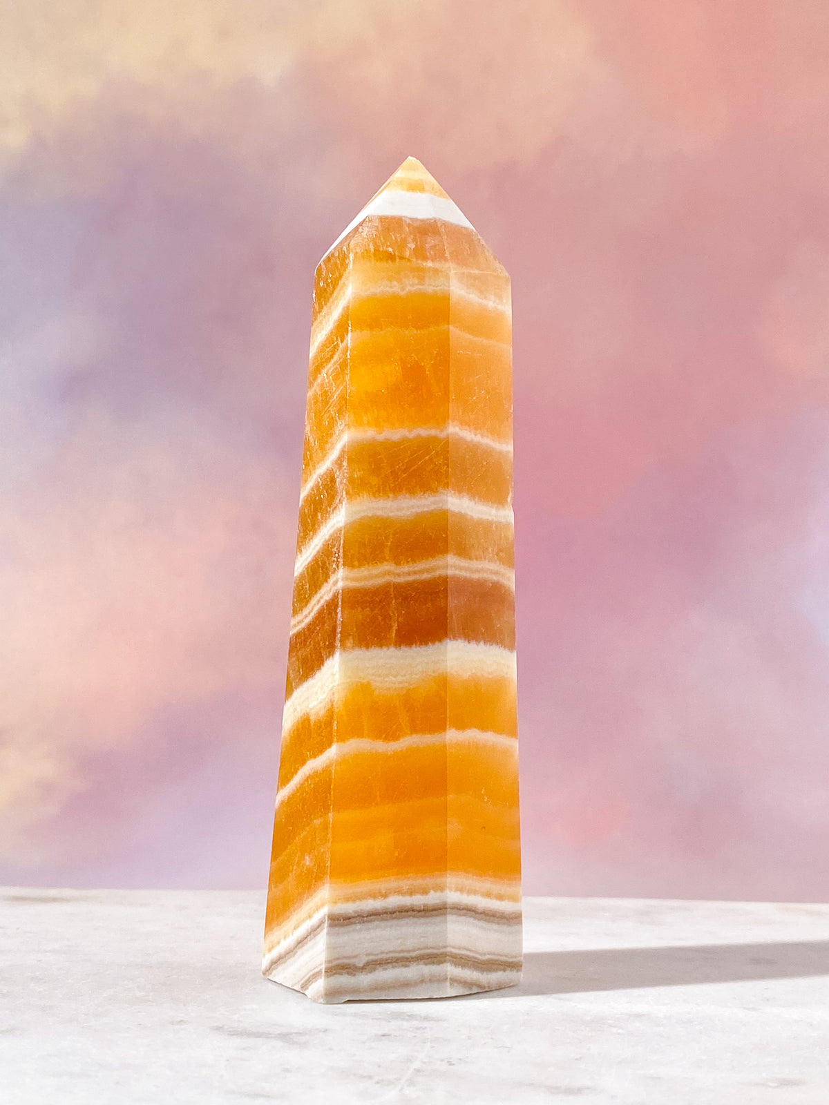 Orange Calcit Tårn Med Bånd (Nr. 2)