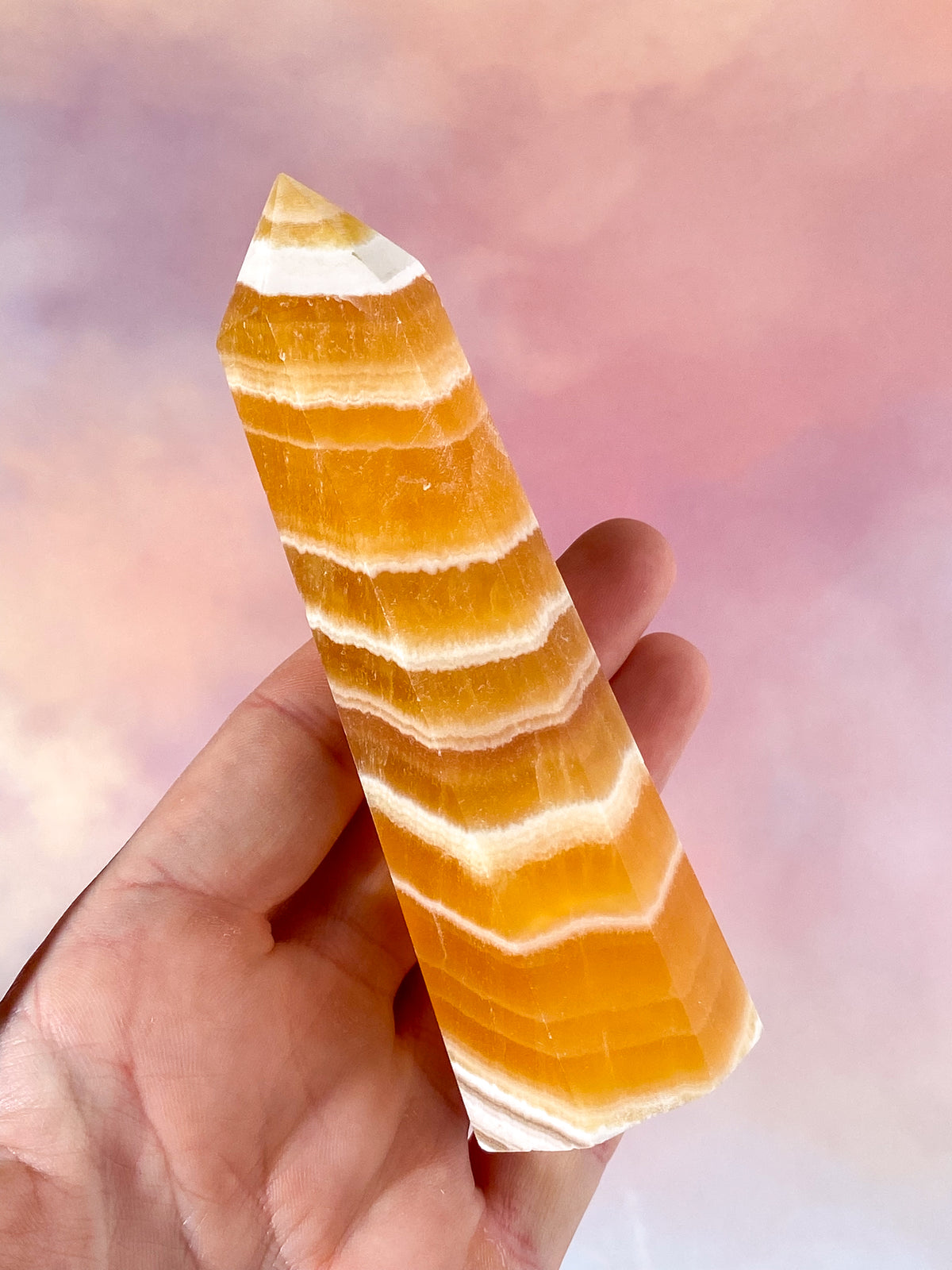 Orange Calcit Tårn Med Bånd (Nr. 2)